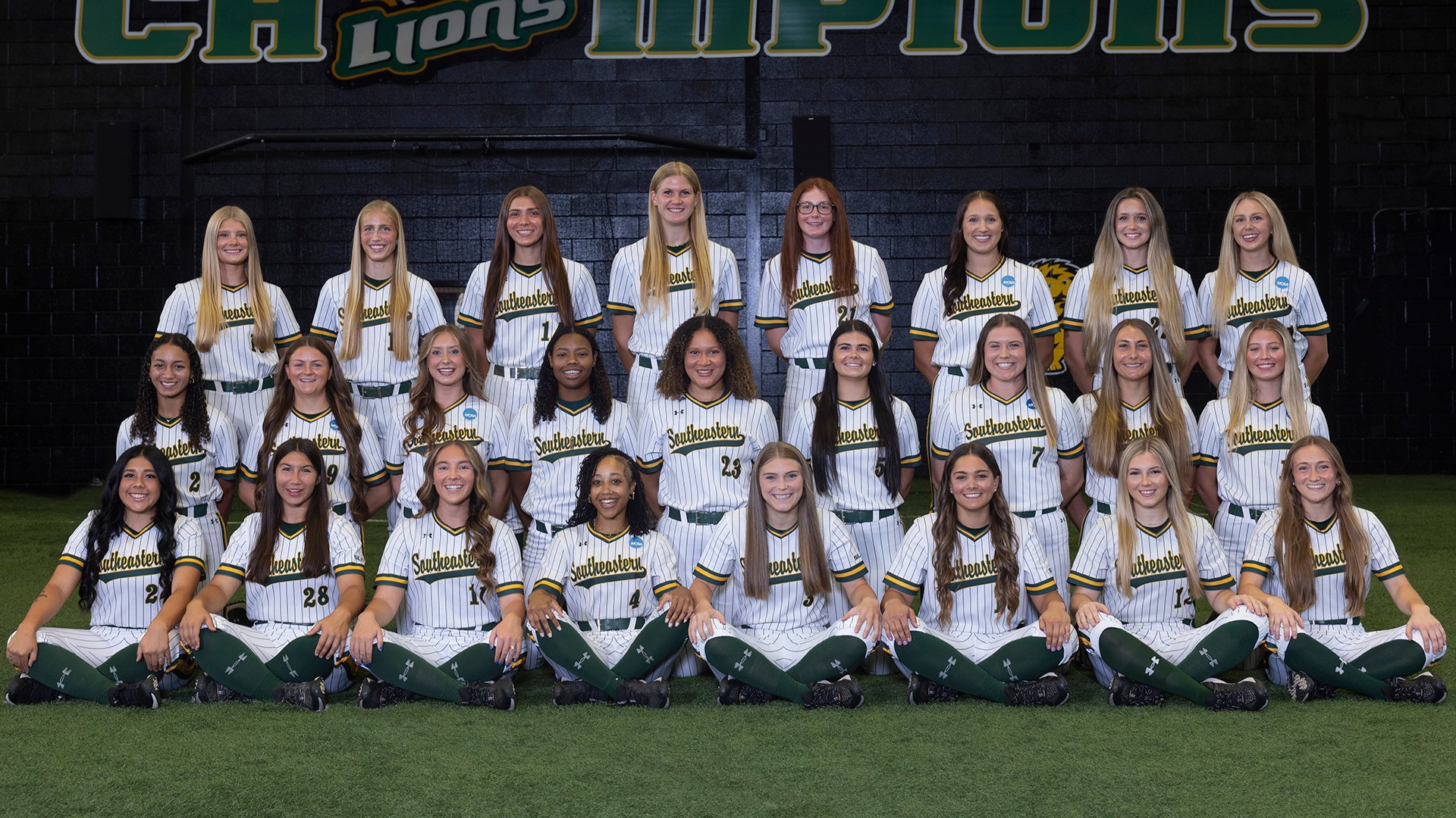 Front row (sitting left to right): Lily Garcia, Nadia Chernich, Hallie Burns, Shenita Tucker, Addison Contorno, Maria Detillier, Brilee Ford and Kailey Dixon; Middle row (kneeling left to right): Breezy Pantalion, Macie LaRue, Bre Clark, Ka'Lyn Watson, Katie Lott, Mykail Lusco, Cera Blanchard, Colleen Kulivan, Celia Lamkin; Back row (standing left to right): Shelby Morris, Chloe Magee, Cydnee Schneider, Katherine Thiessen, Haley Crawford, Blair Walsh, Tyler Oubre, Veronica Puckett.