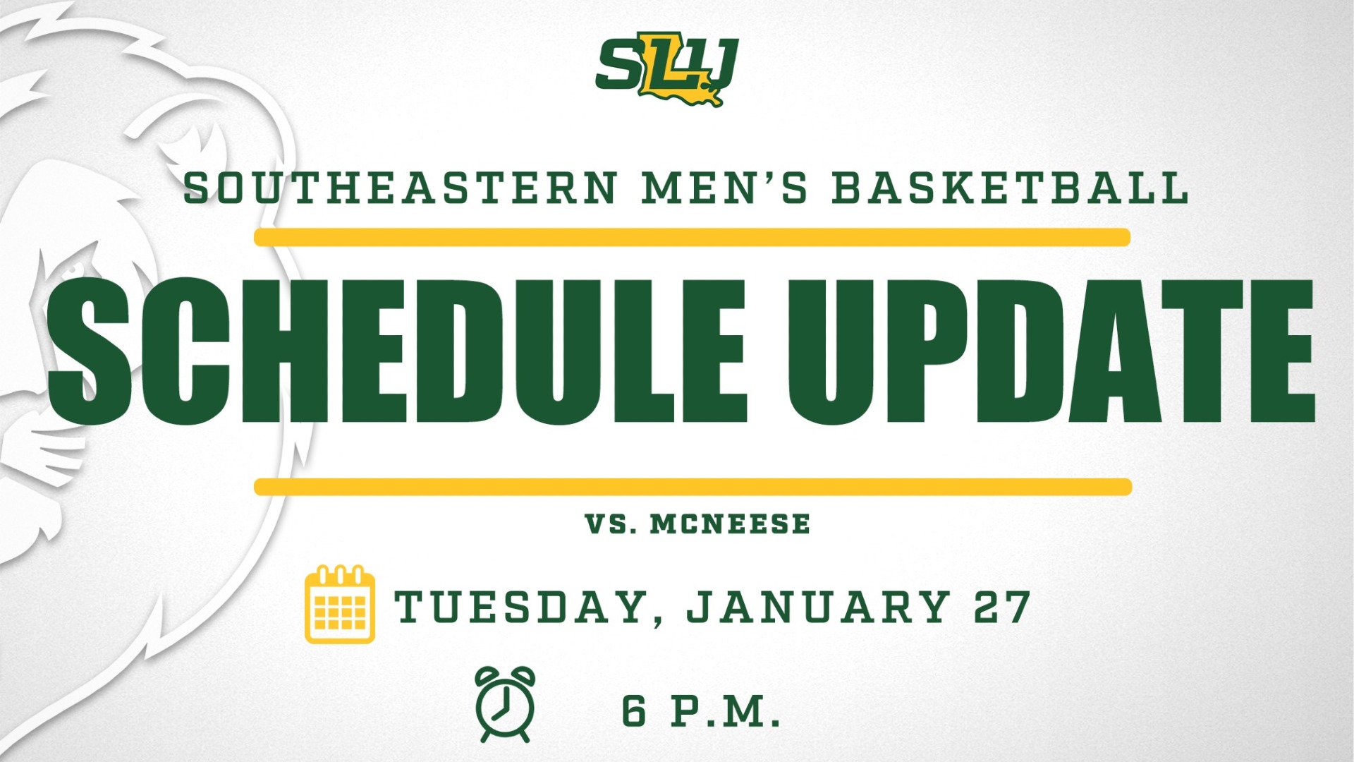 MBB Schedule Update vs. McNeese (1/27/26)