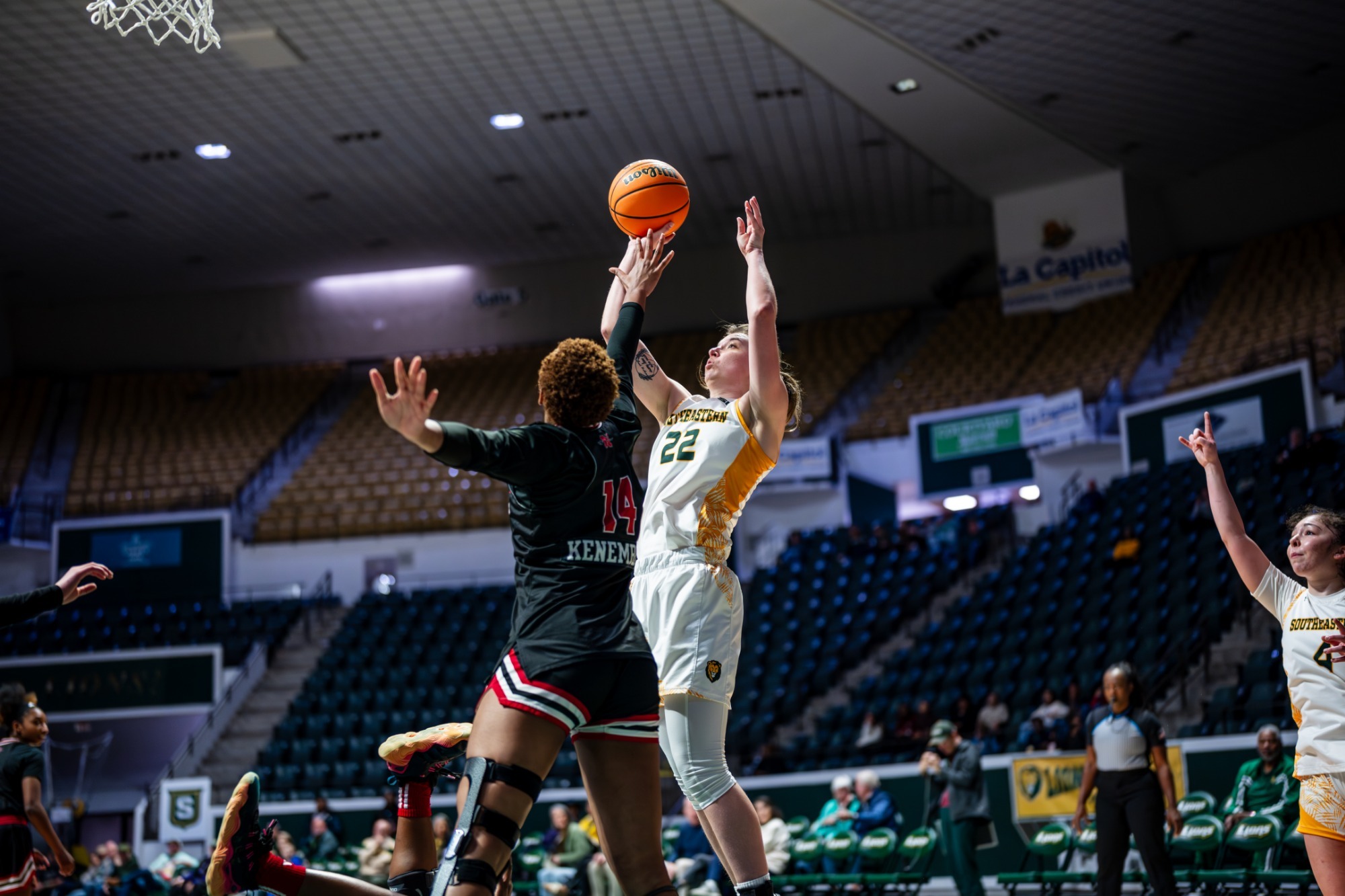 Taylor Ross shoots a jumper in the University Center