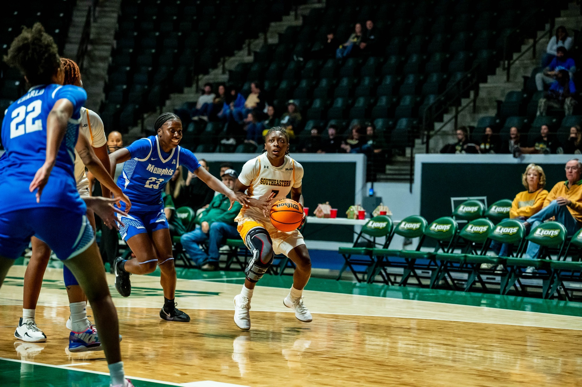 Aliyah Collins looks to score in the University Center
