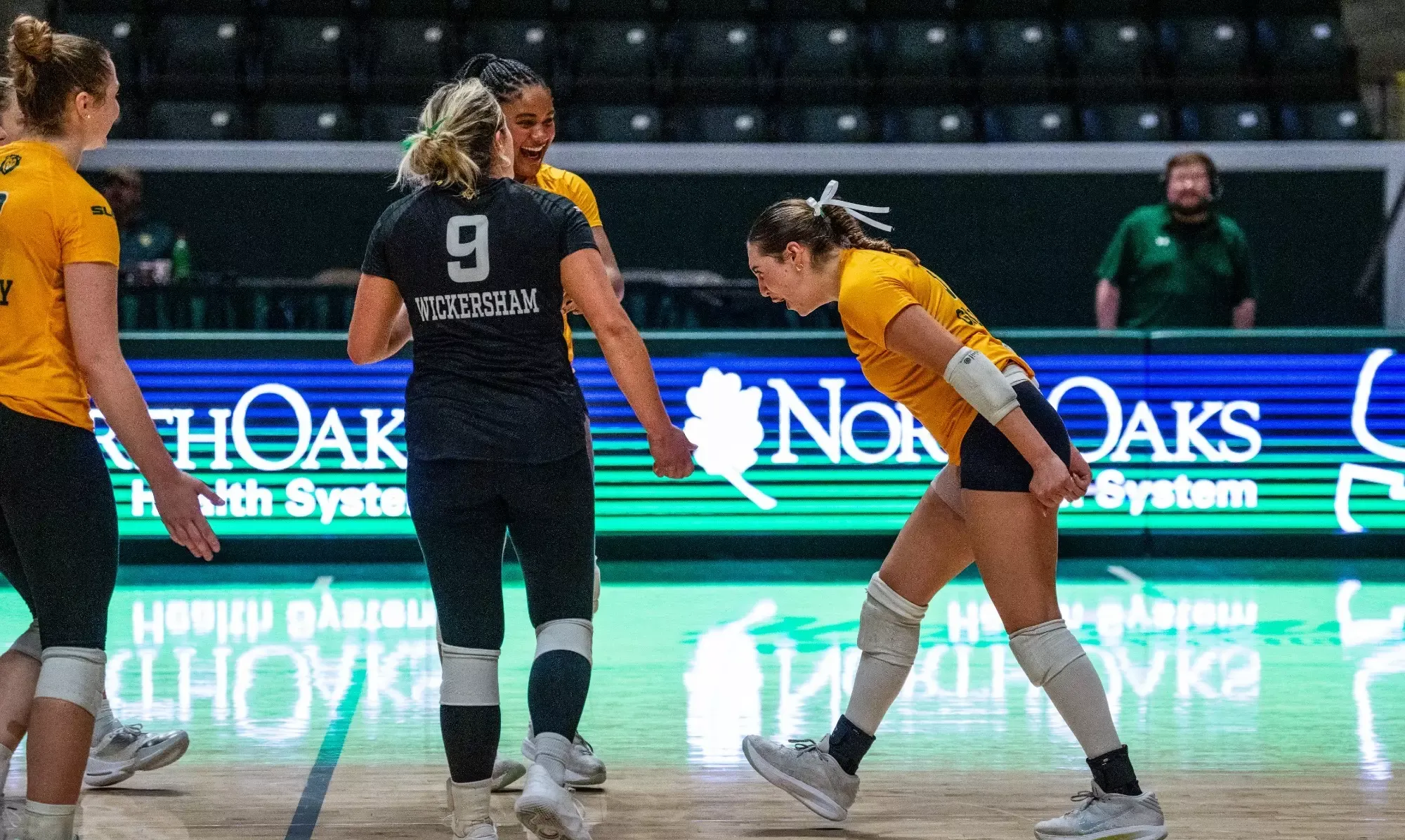 Melina Gonzalez gets hyped up after a kill in the University Center