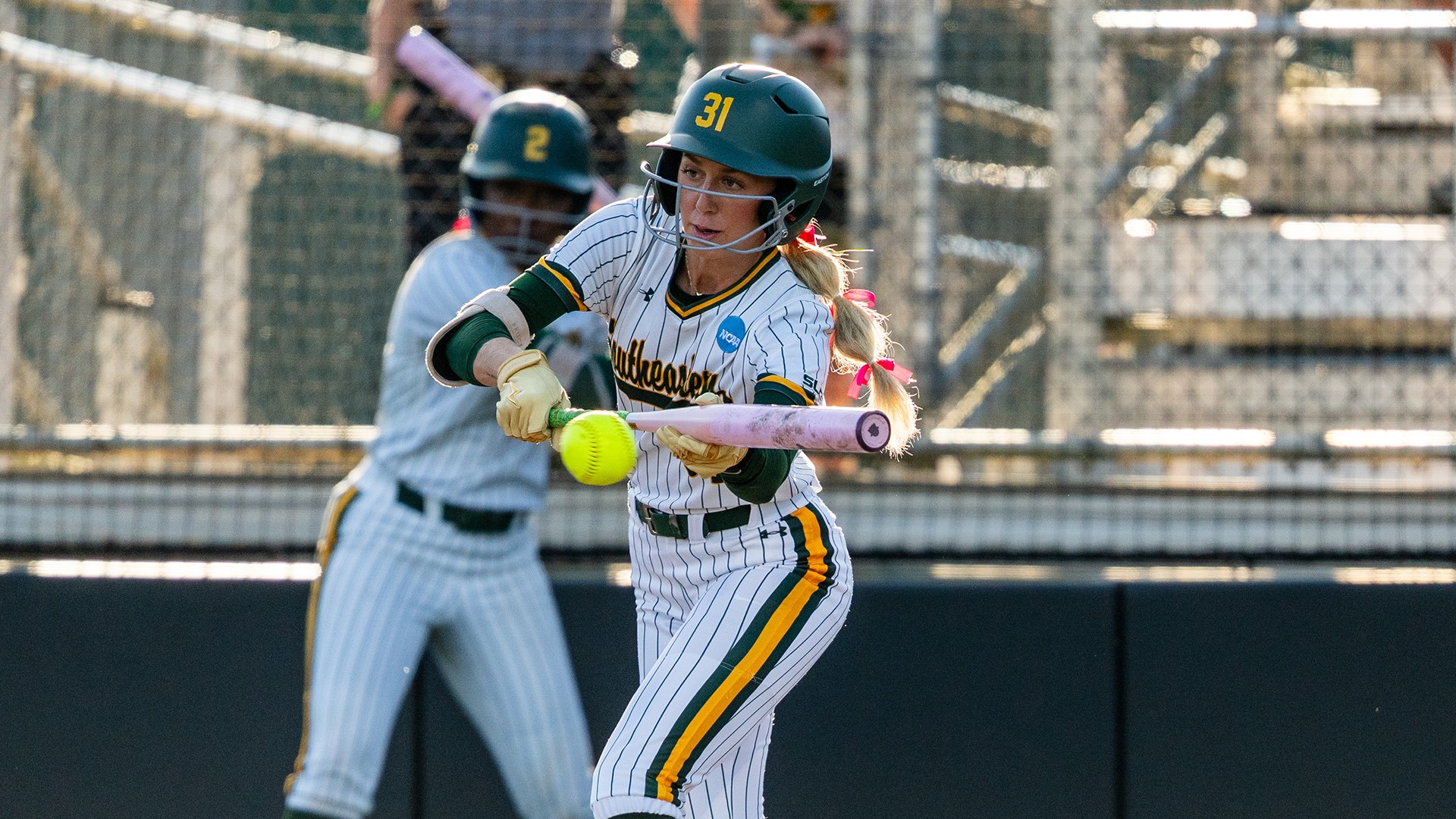 Veronica Puckett lays down a bunt versus Jones College Oct. 7, 2026