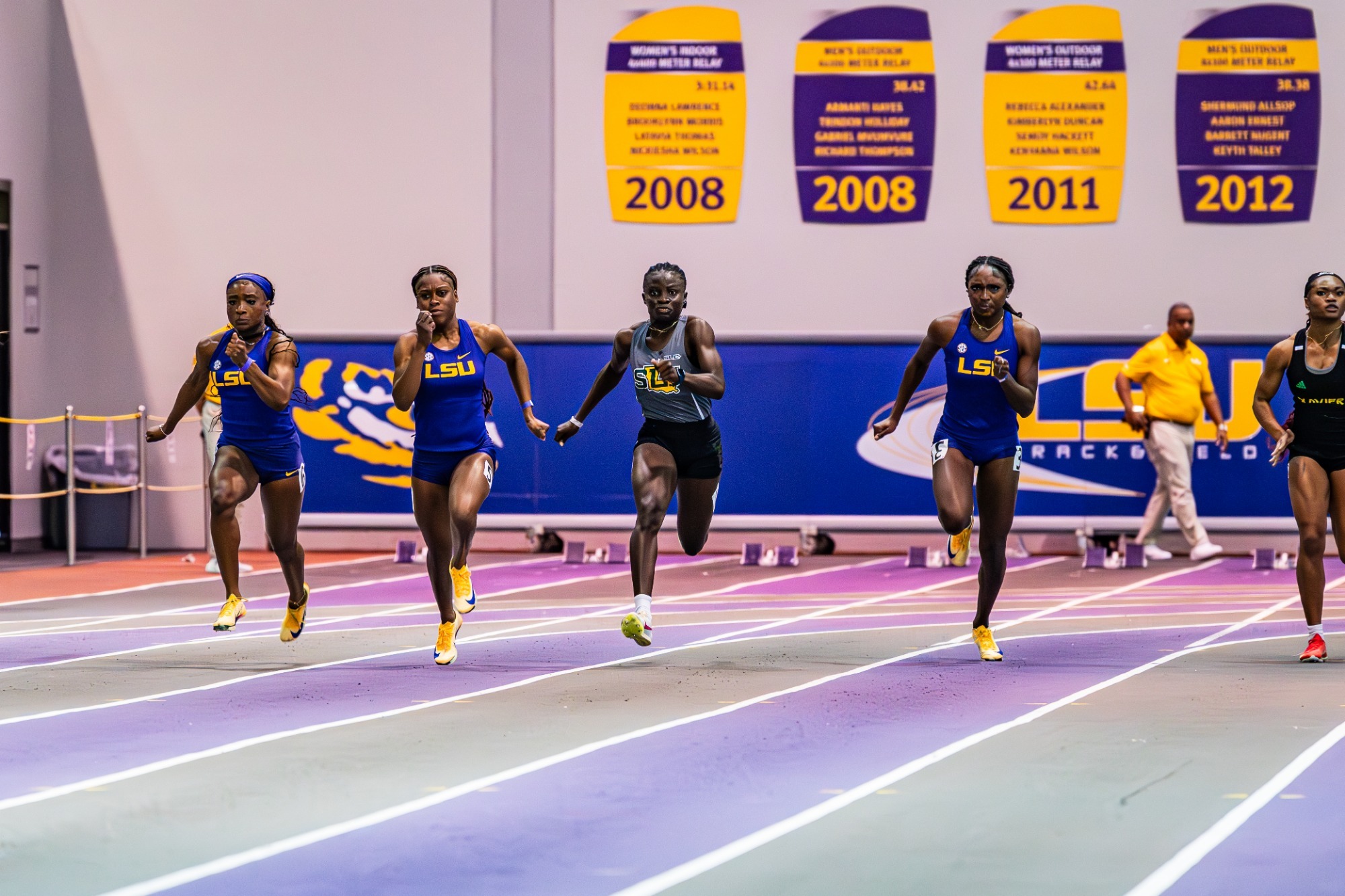 Onyah Favour runs inside Carl Maddox Field House