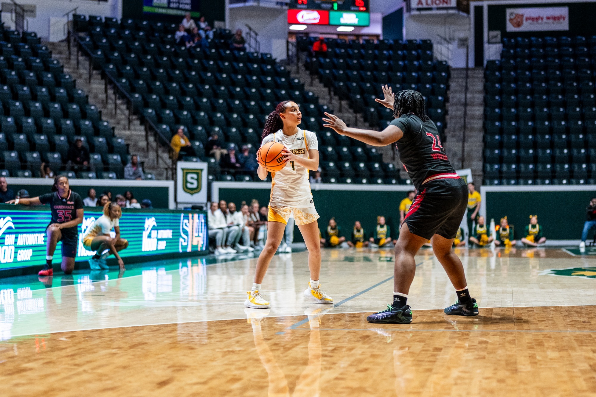 Natalie Huff looks to pass in the University Center