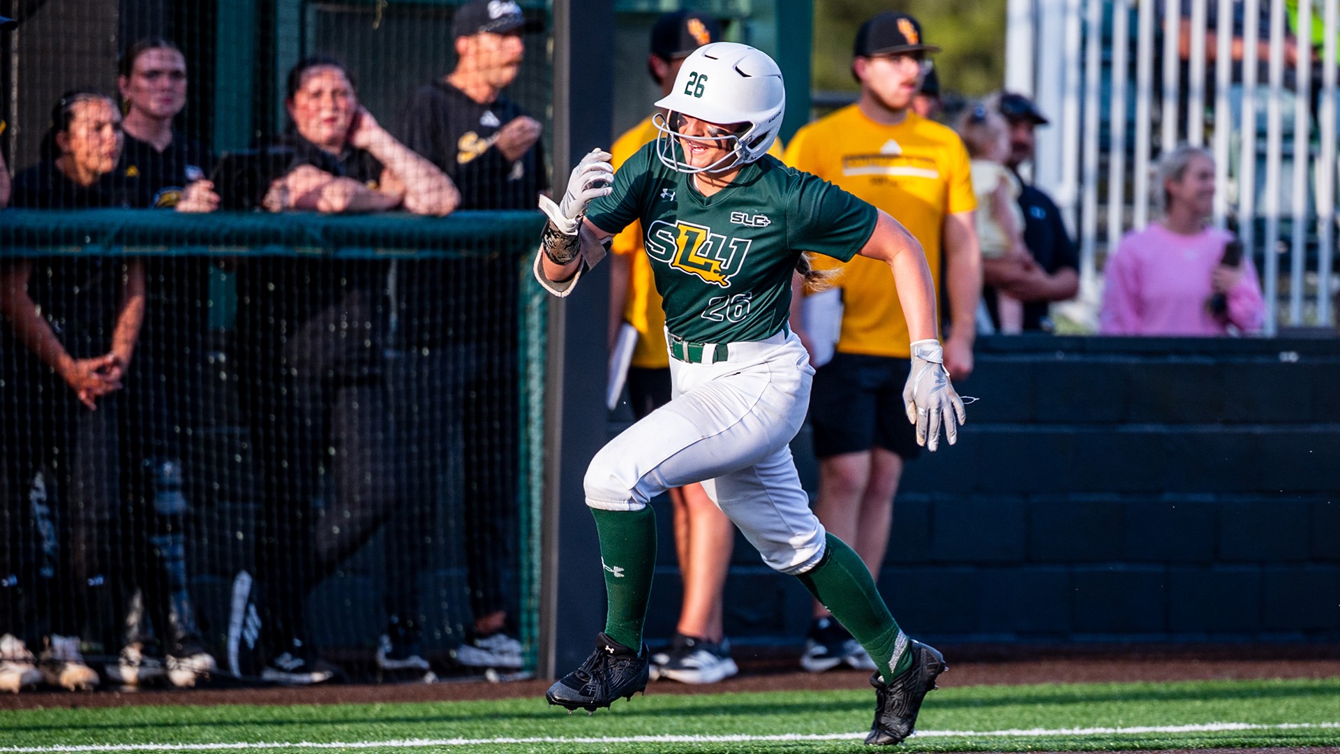 Colleen Kulivan races home for an inside-the-park home run versus Southern Miss March 11, 2026