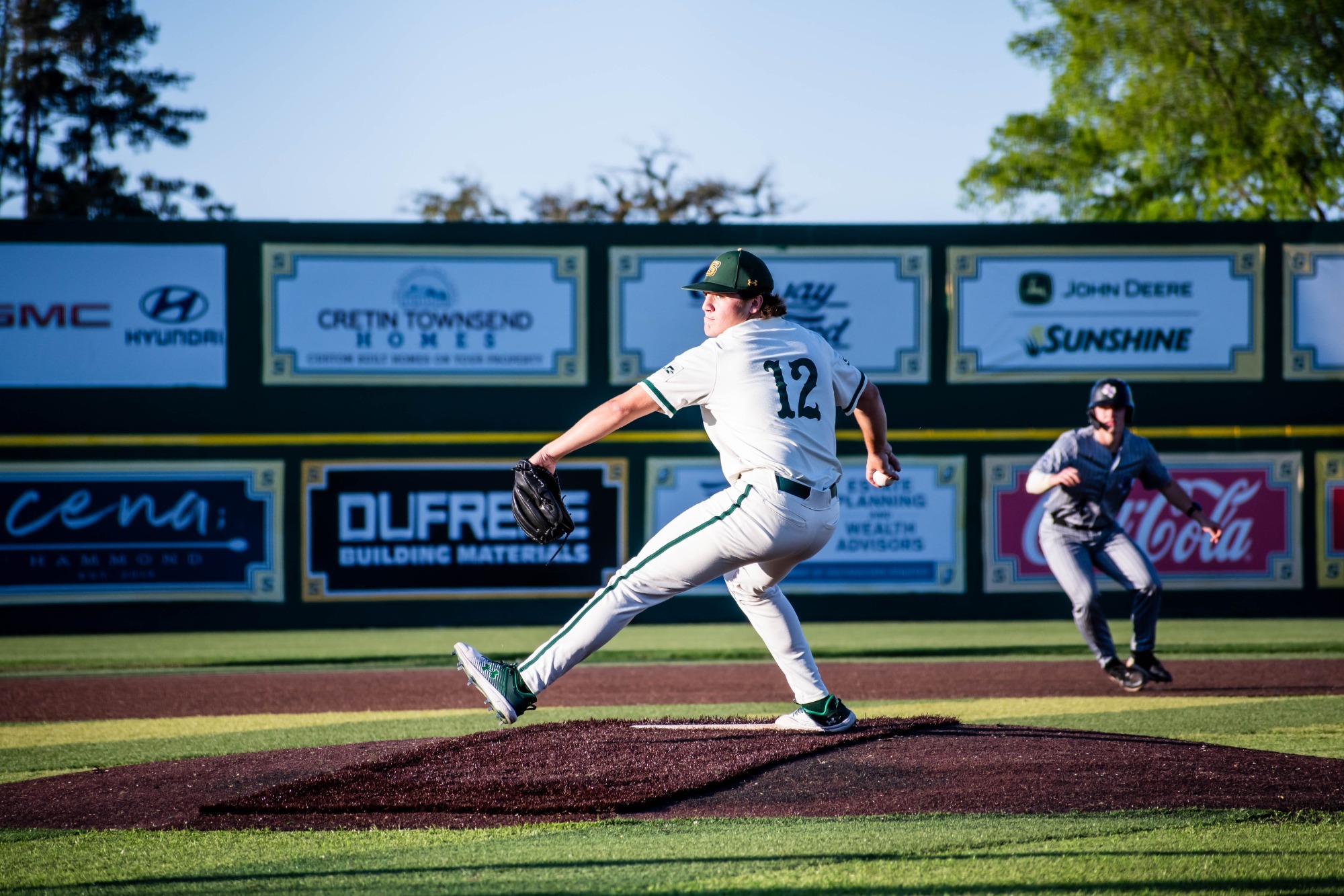 Brady St. Pierre fires a pitch to the plate against SFA.