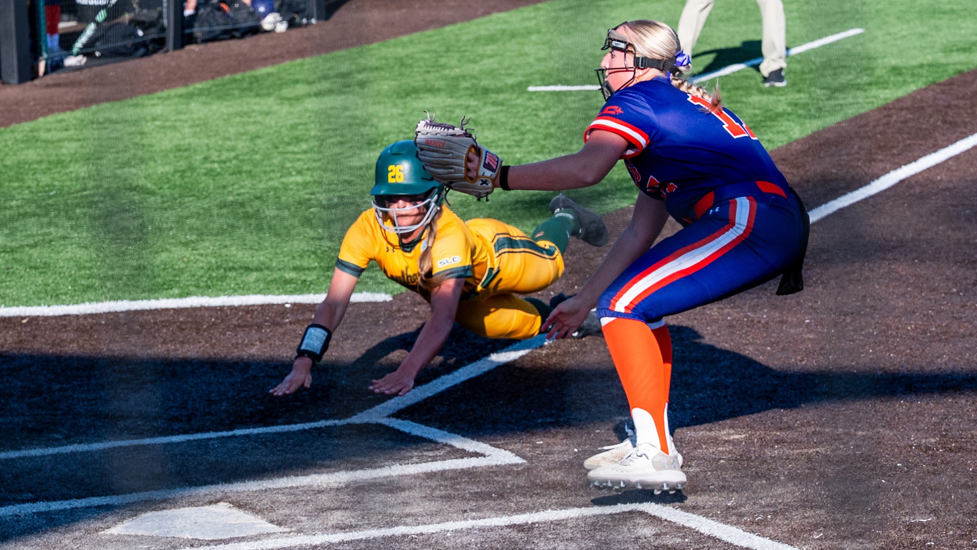 Colleen Kulivan slides home under the tag versus Northwestern State March 21, 2026