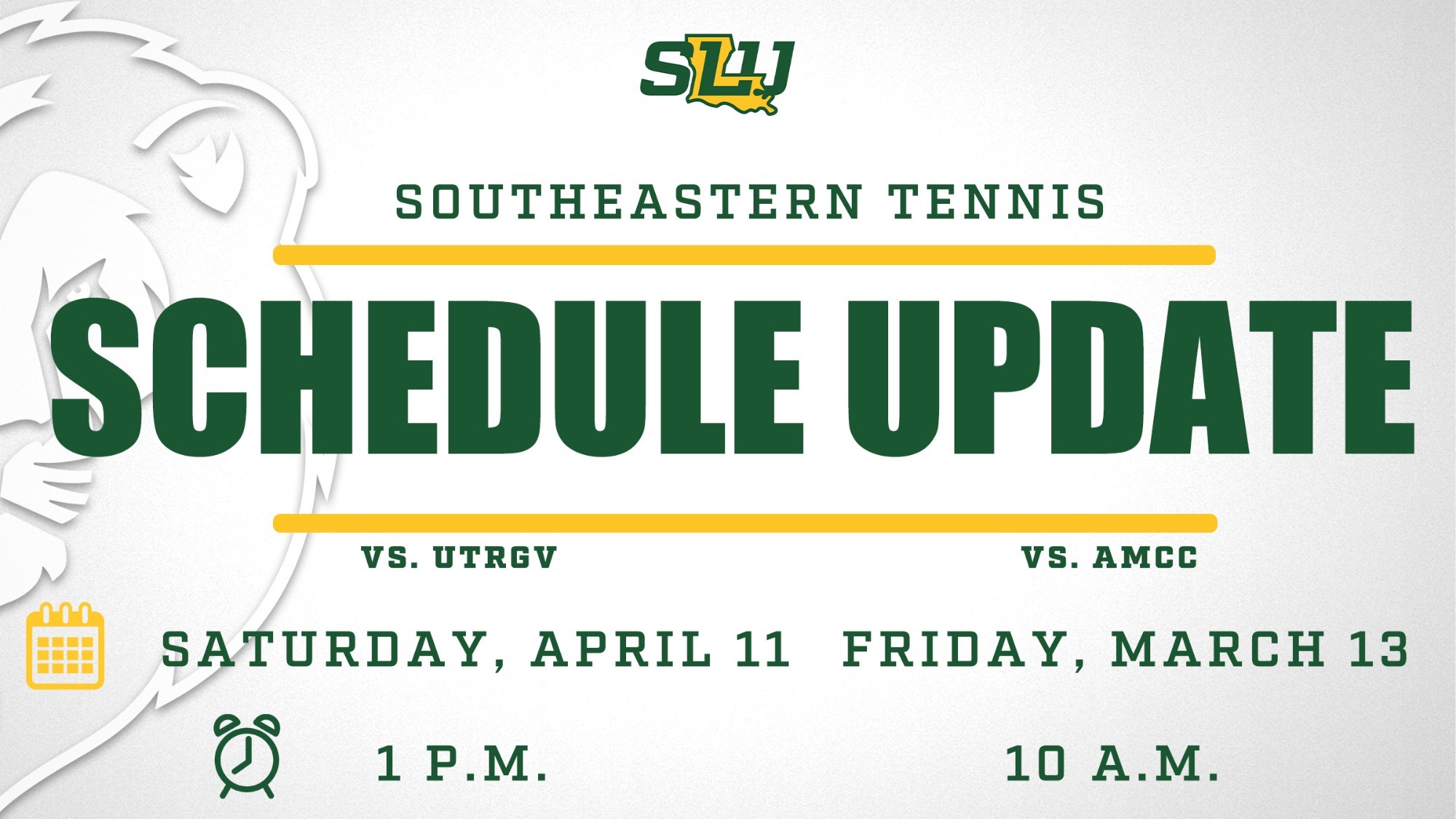 Tennis Schedule Update