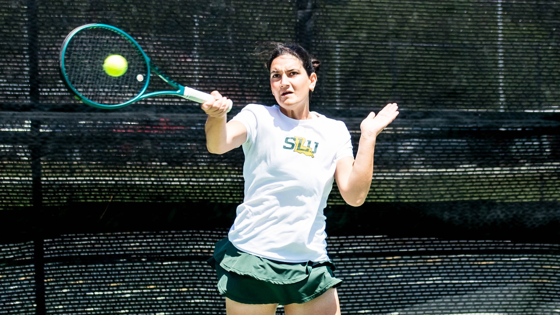 Mariam Tetradze takes a swing versus UTRGV April 11, 2026