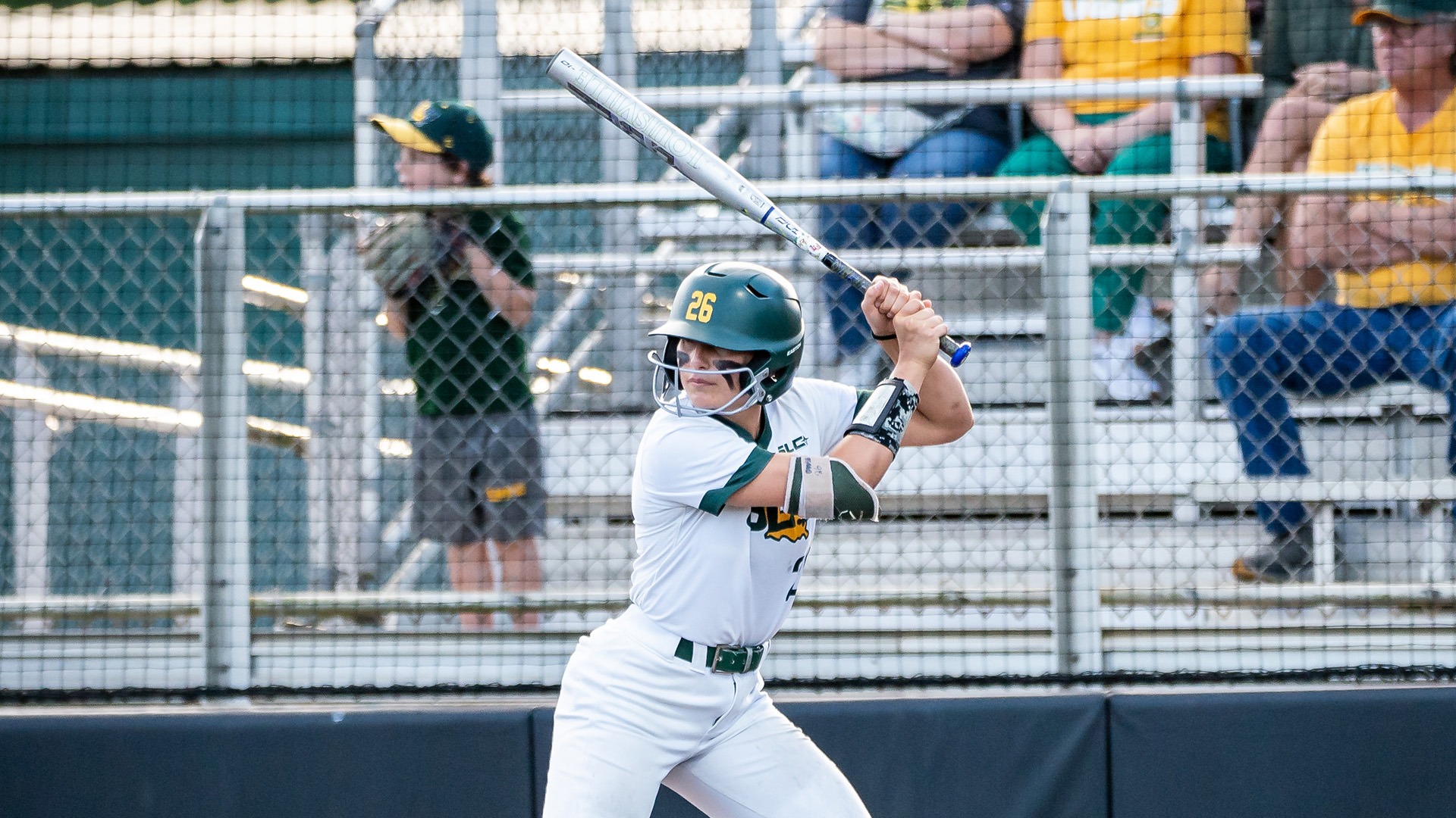 Colleen Kulivan awaits a pitch versus Lamar April 10, 2026