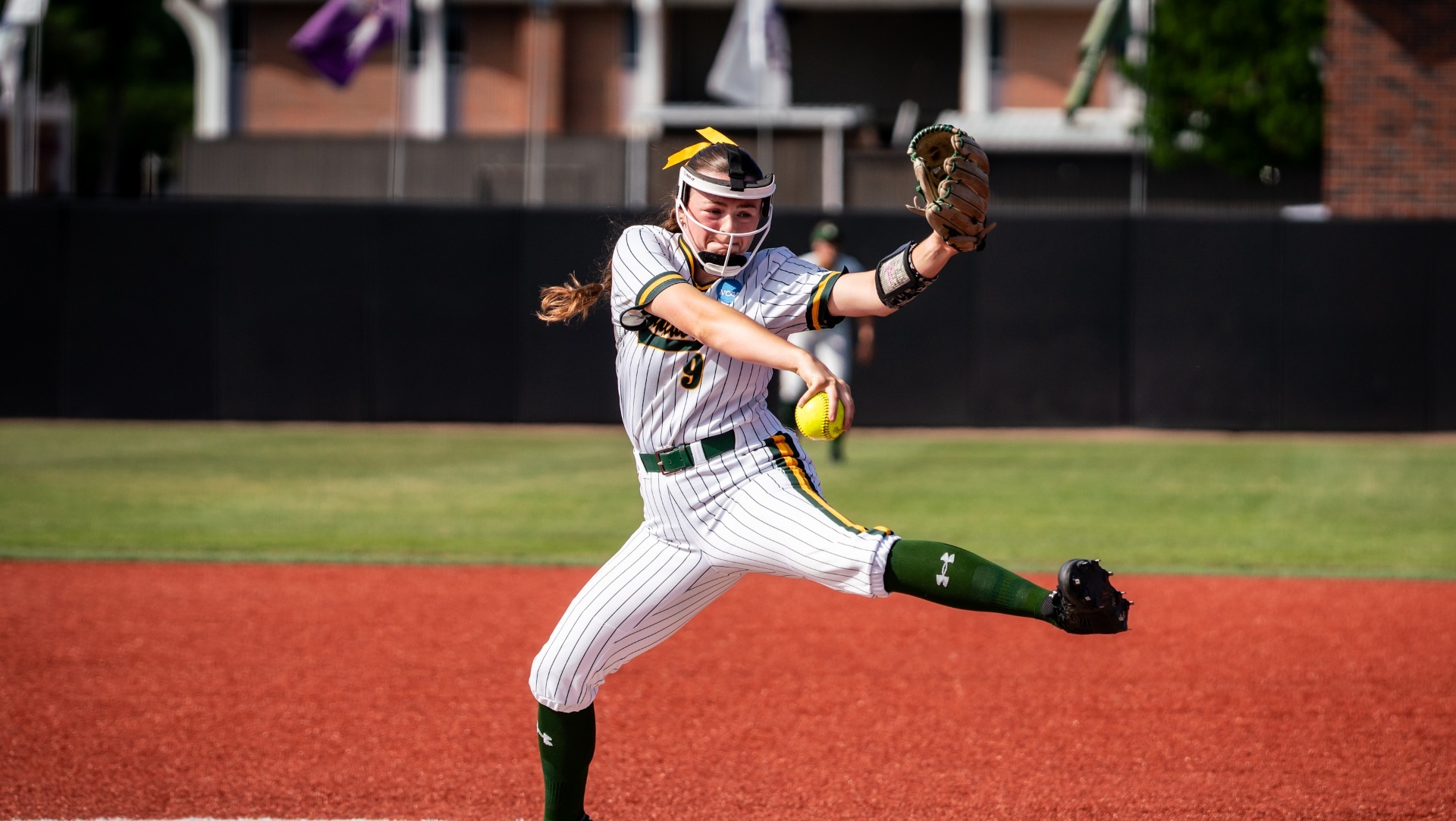 Macie LaRue fires a pitch at Nicholls April 17, 2026