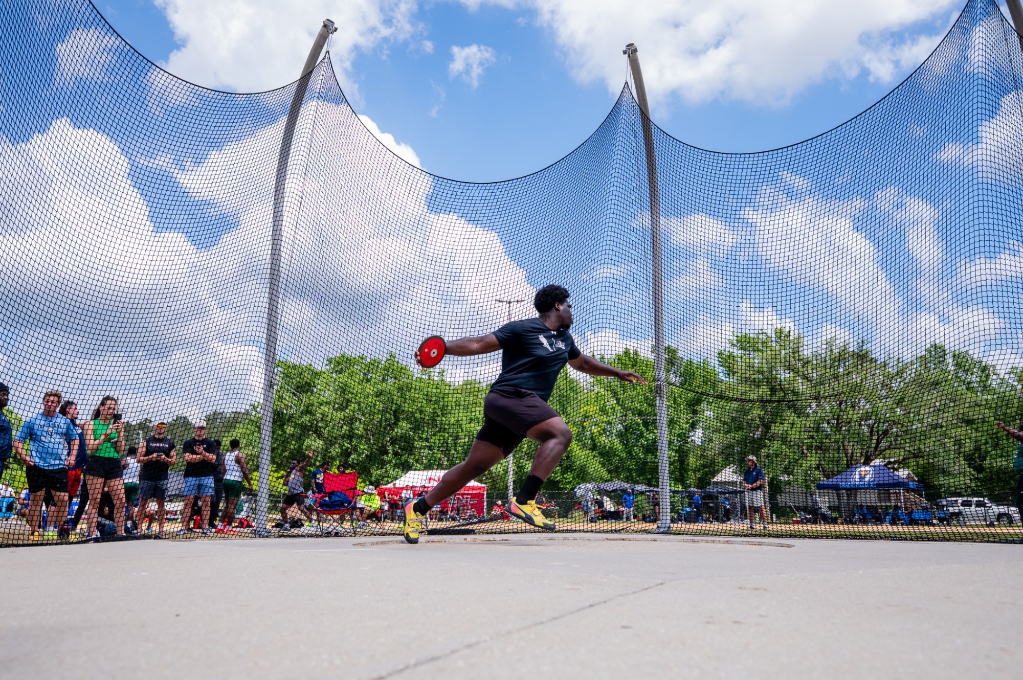 Josh-Ty Brown prepares to throw at the Strawberry Relays