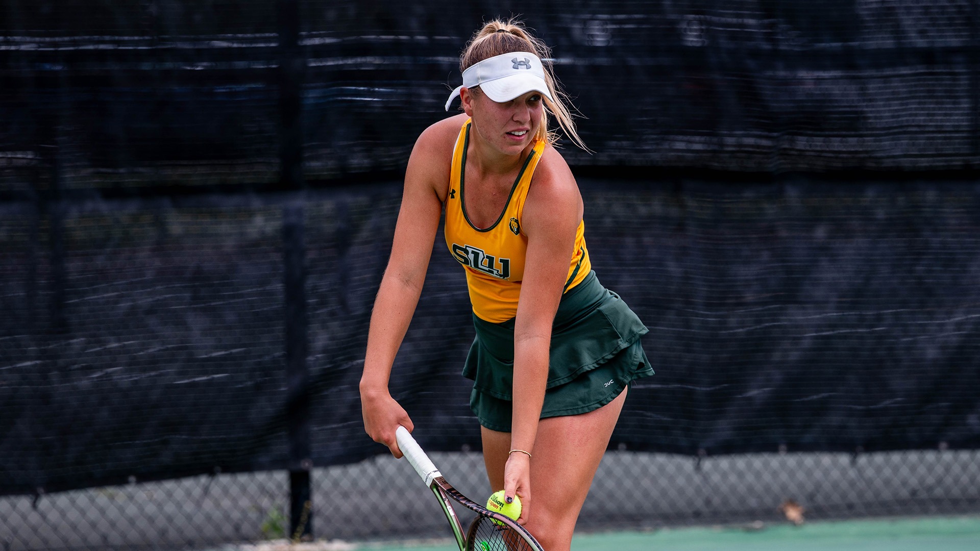 Paige Duncan lines up a serve versus Northwestern State March 23, 2026