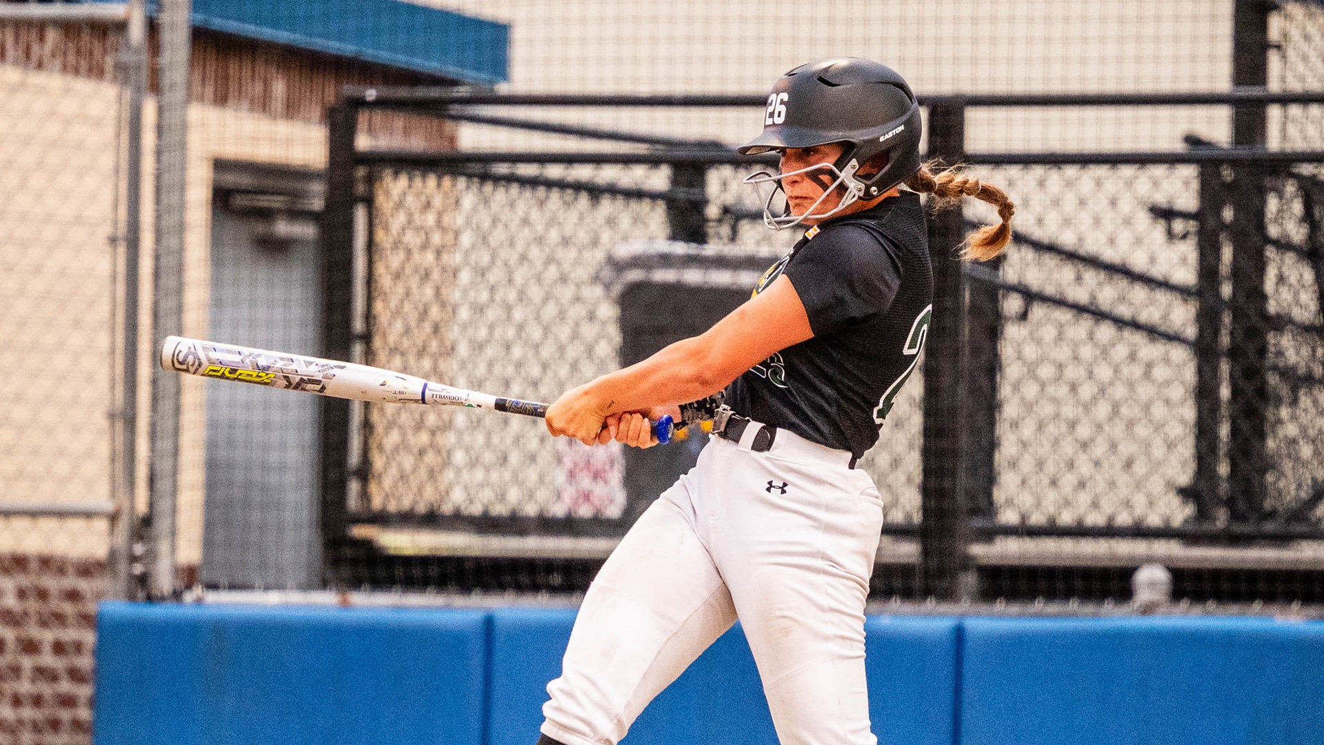 Colleen Kulivan swings at a pitch versus McNeese April 2, 2026