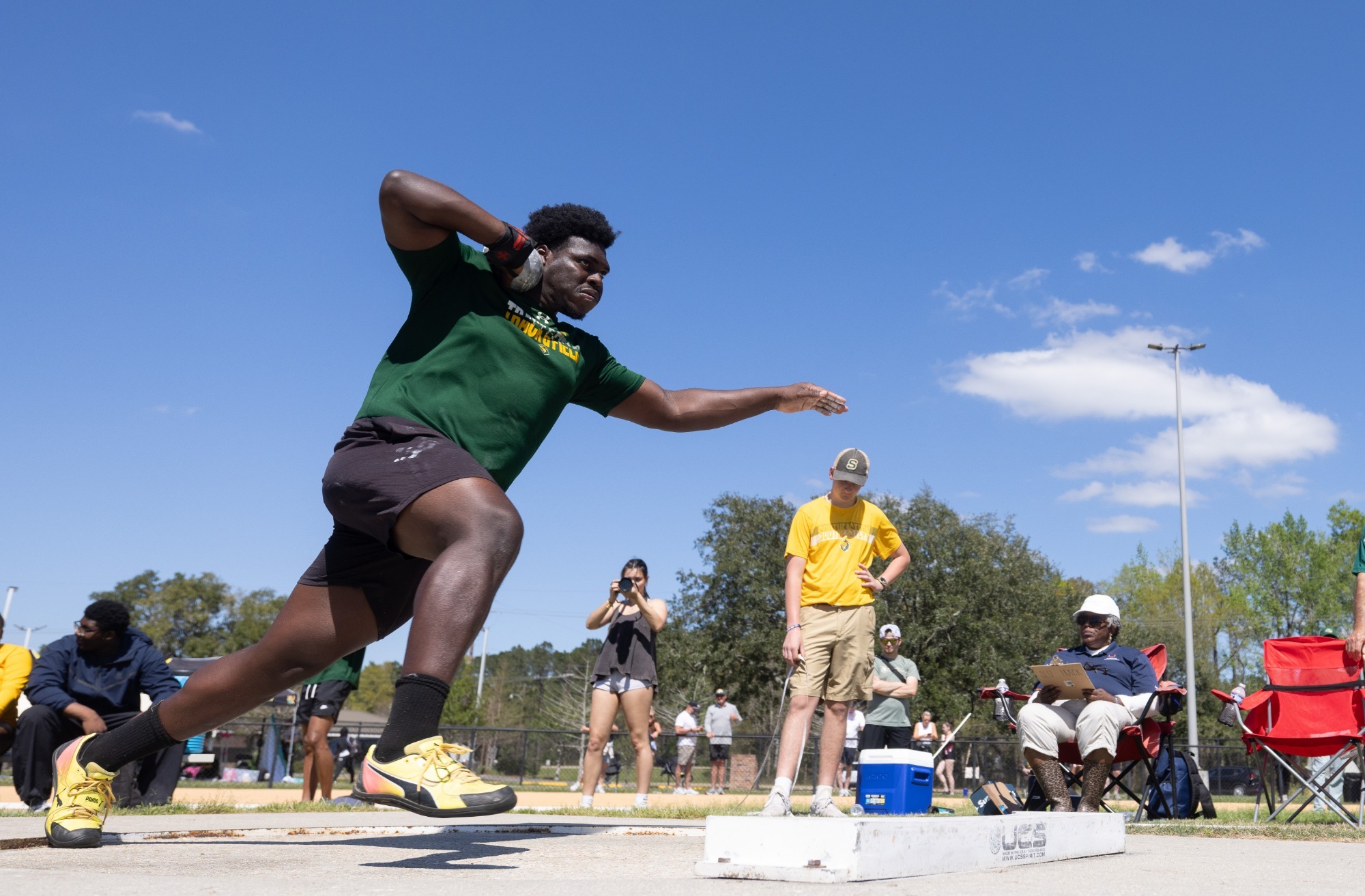 Josh-Ty Brown throws the shot put at Southeastern Track Complex