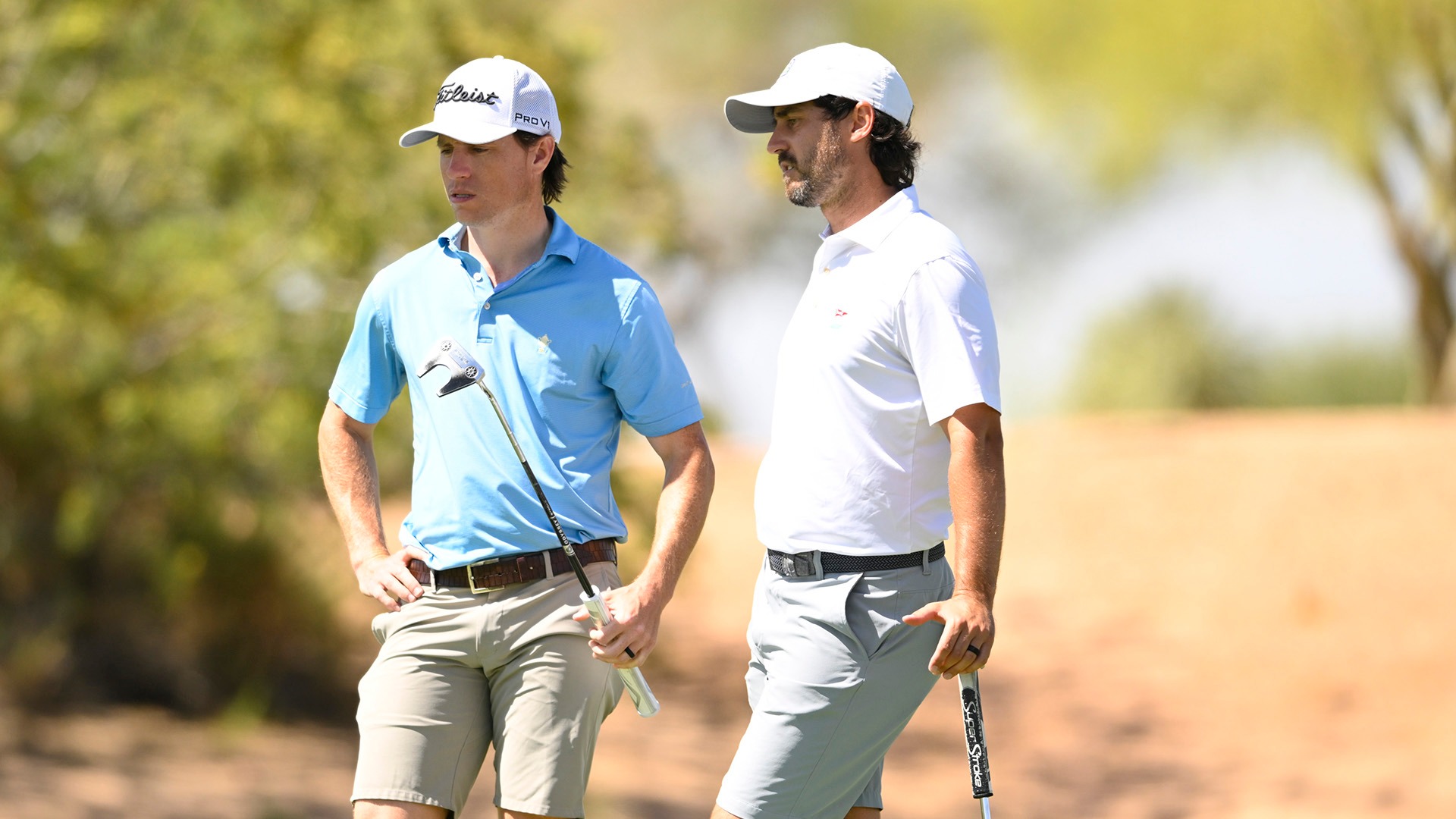 Grady Brame Jr. and Lawrence Allan stand on the eighth hole during the round of 16 of the 2026 U.S. Amateur Four-Ball at Desert Mountain Club (Cochise) in Scottsdale, Ariz. on Tuesday, May 19, 2026. (Eakin Howard/USGA)