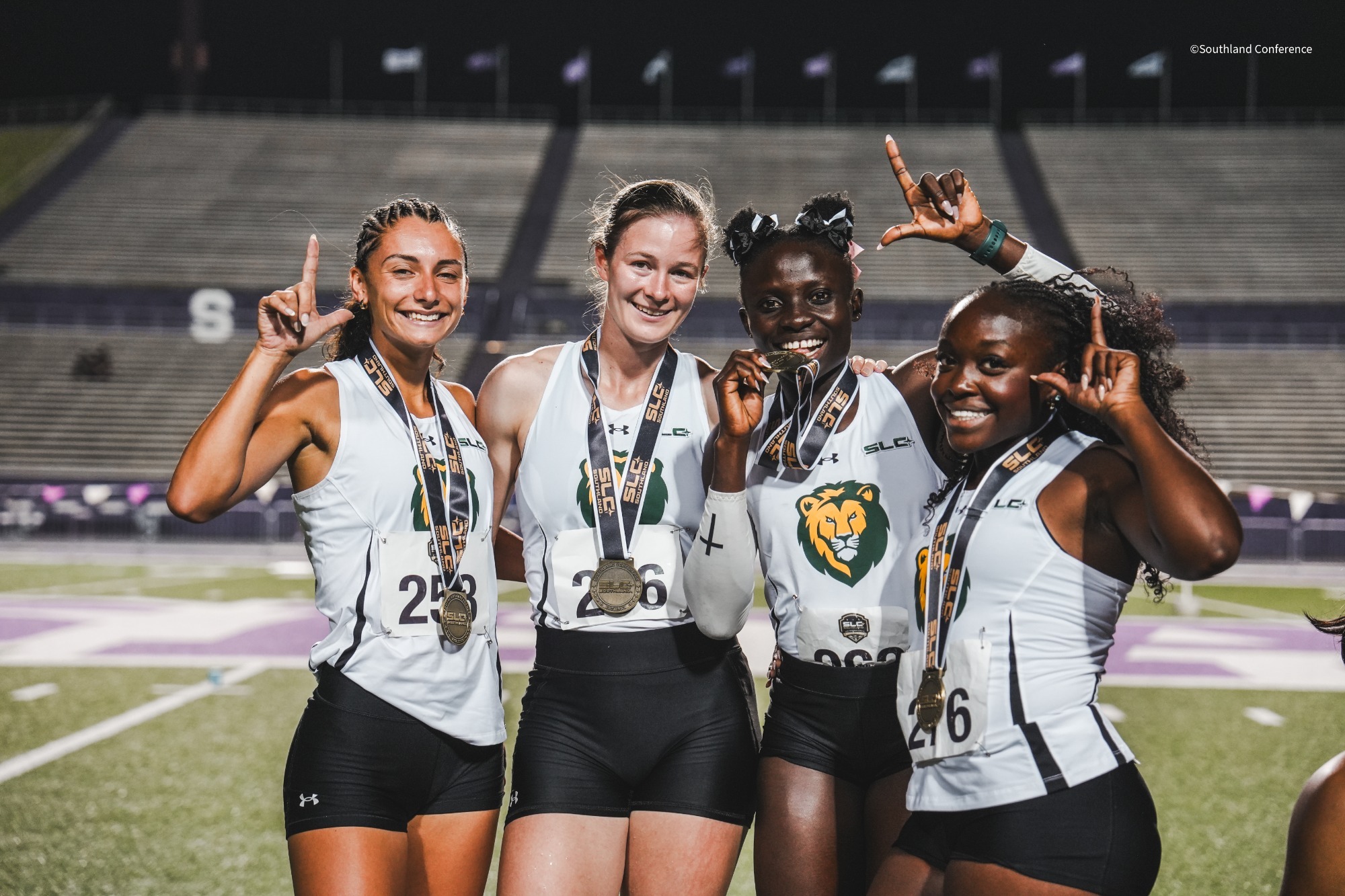 Becerra, Kauer, Favour, Wilson celebrate at SLC Championships at Homer Bryce Stadium