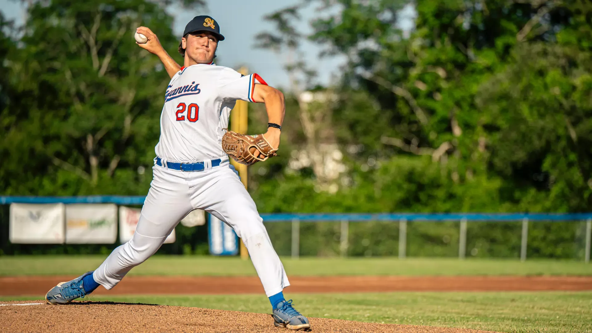 Brady St. Pierre delivers a pitch for the Hyannis Harbor Hawks during Cap Cod League summer action.