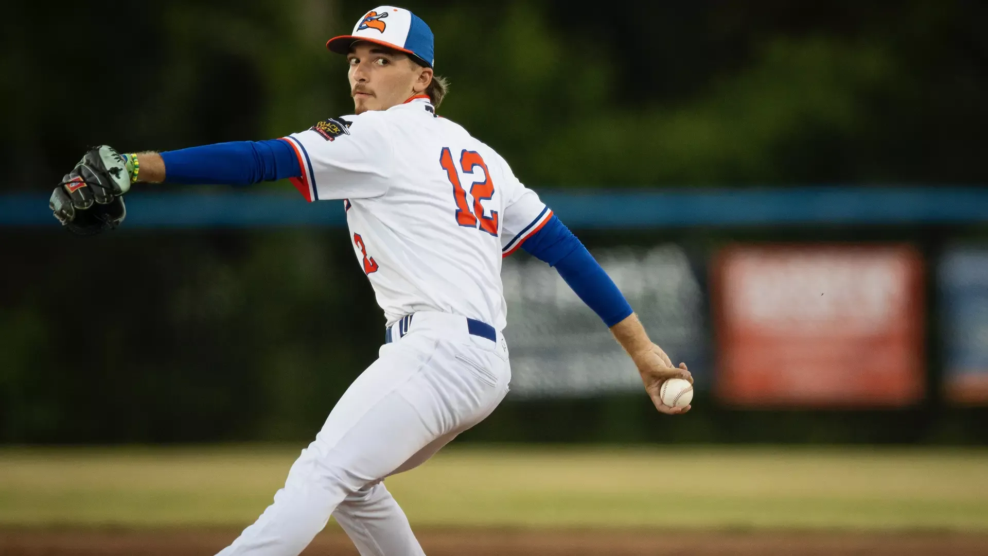 Truitt Webb delivers a pitch for the Hyannis Harbor Hawks during Cap Cod League summer action.
