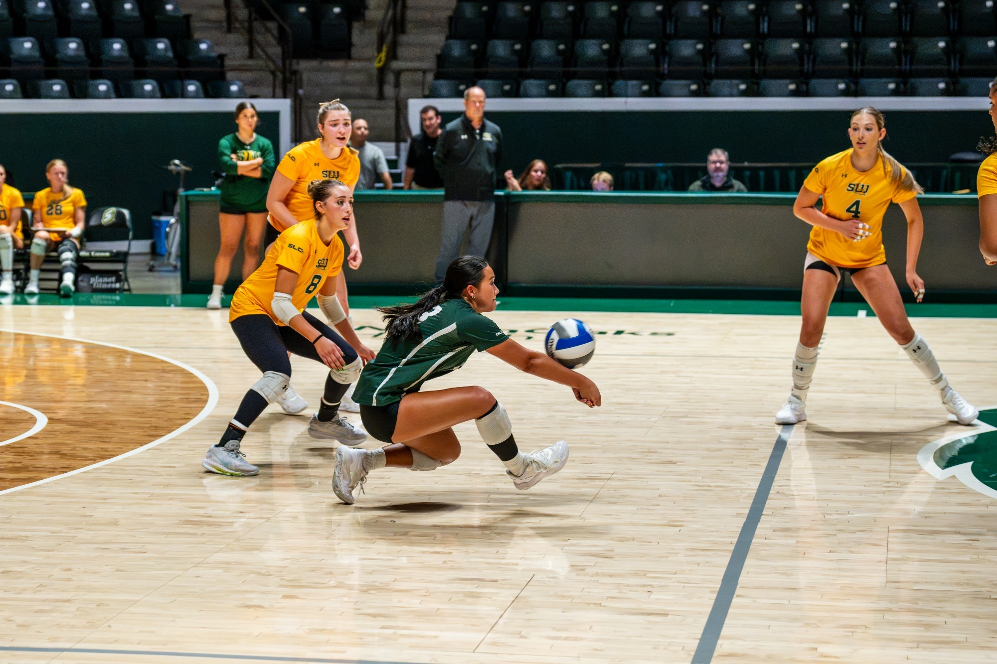 Audrey Vielguth goes for a dig in the University Center