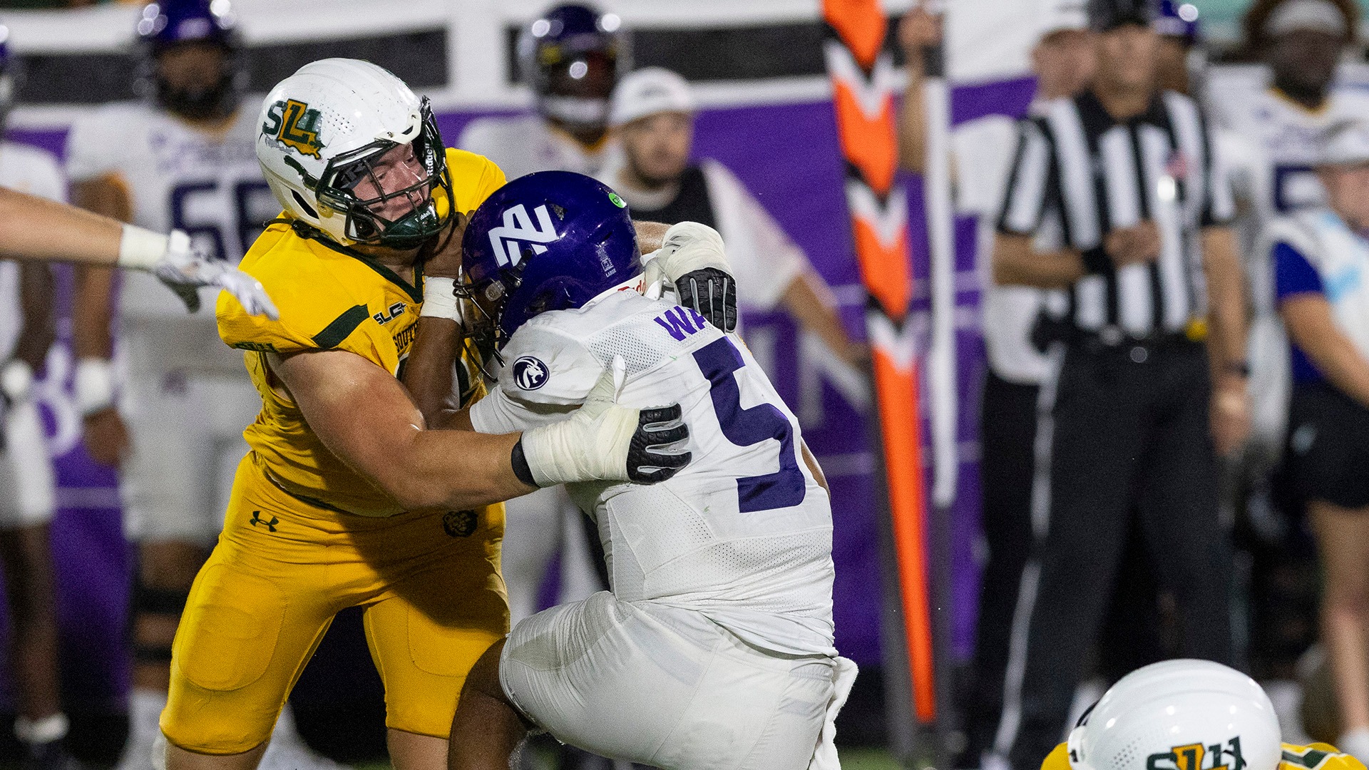 Peyton Anderson sacks North Alabama quarterback Destin Wade Sept. 12, 2026