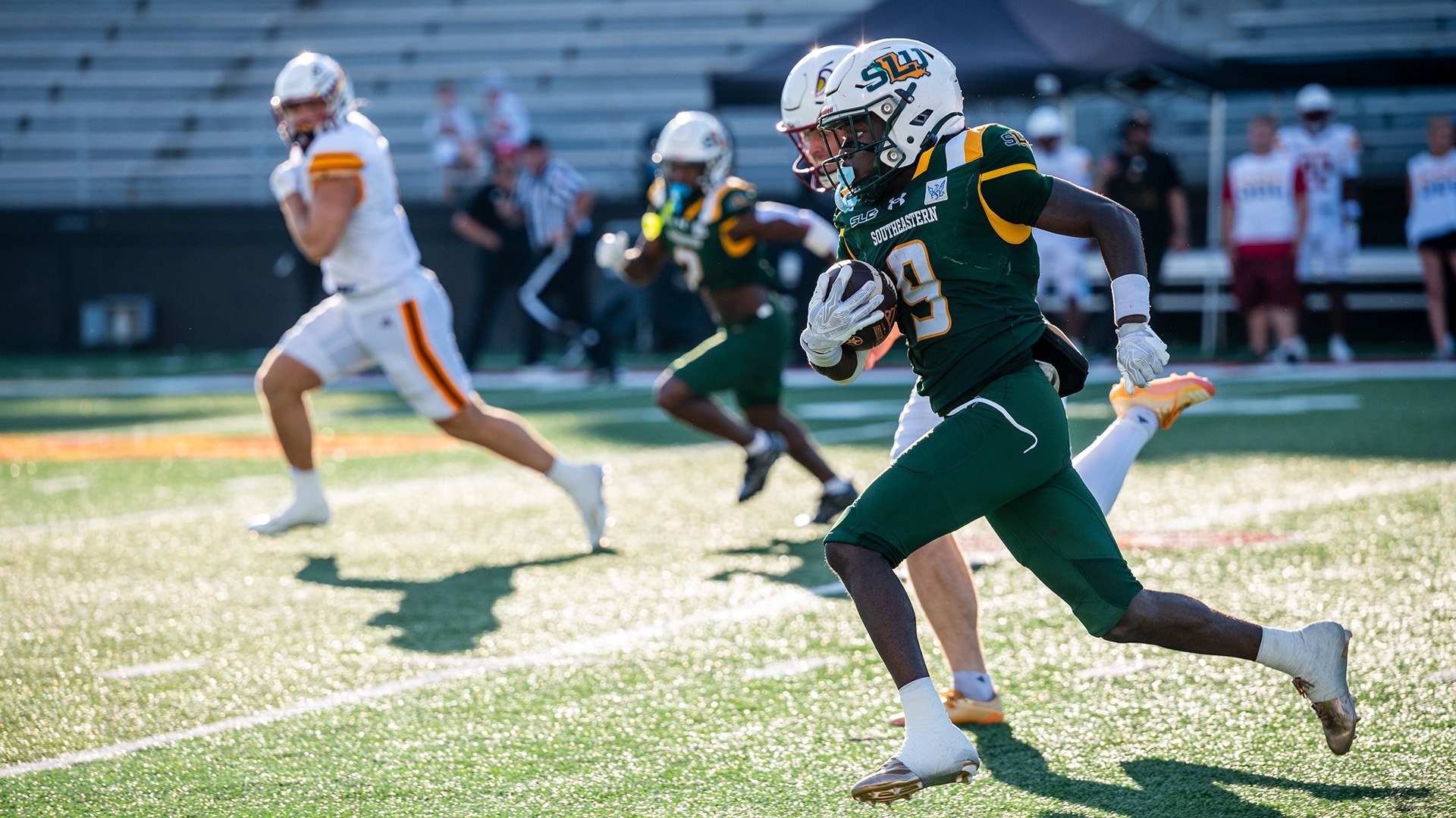Dkhai Joseph races for a 78-yard punt return touchdown in SLU's 38-35 win over ULM Sept. 19, 2026