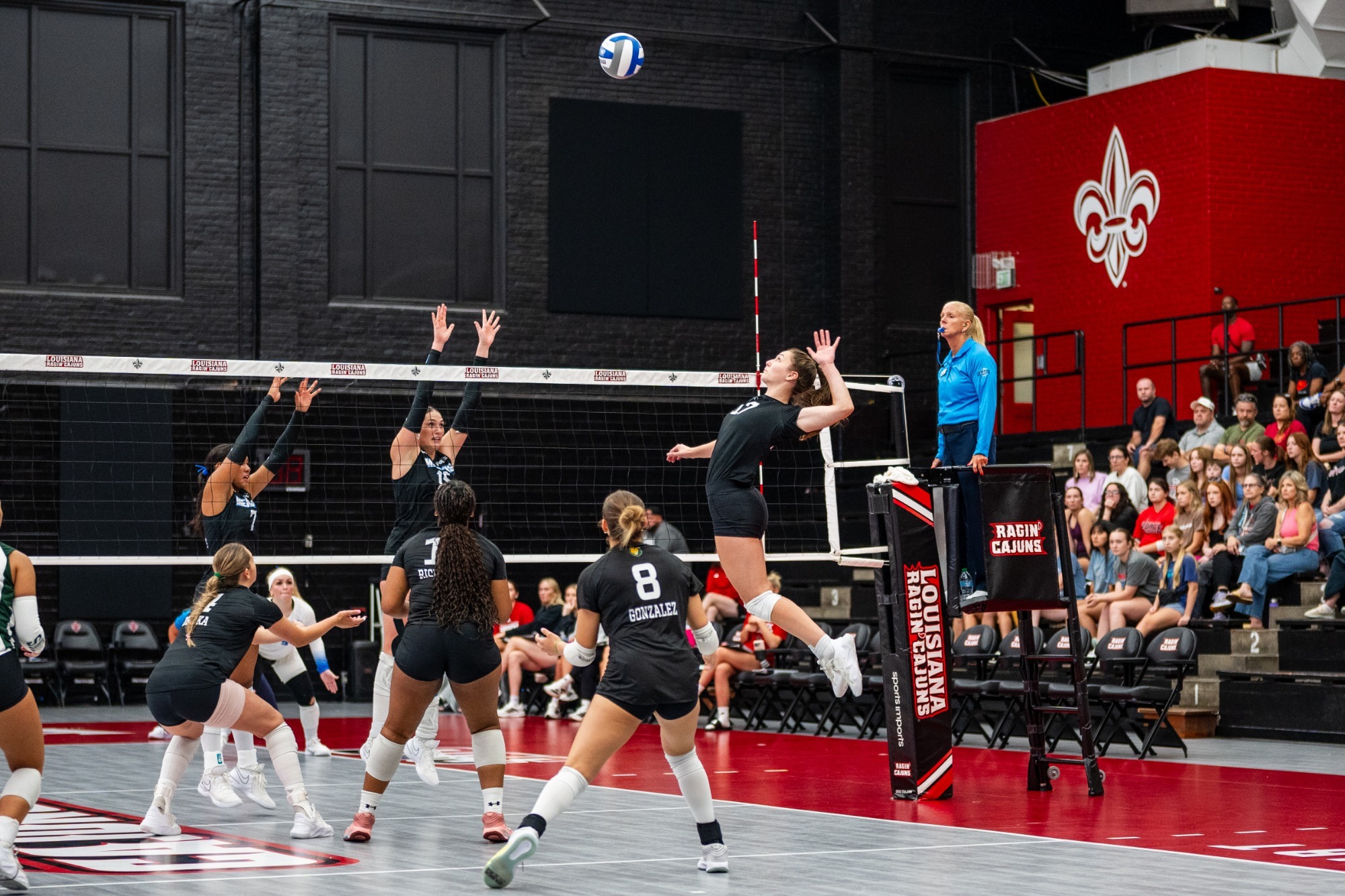 Kyra McKelvey goes for a kill at UL Lafayette