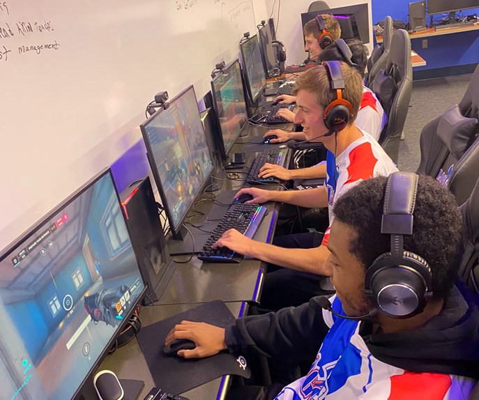 Esports players competing