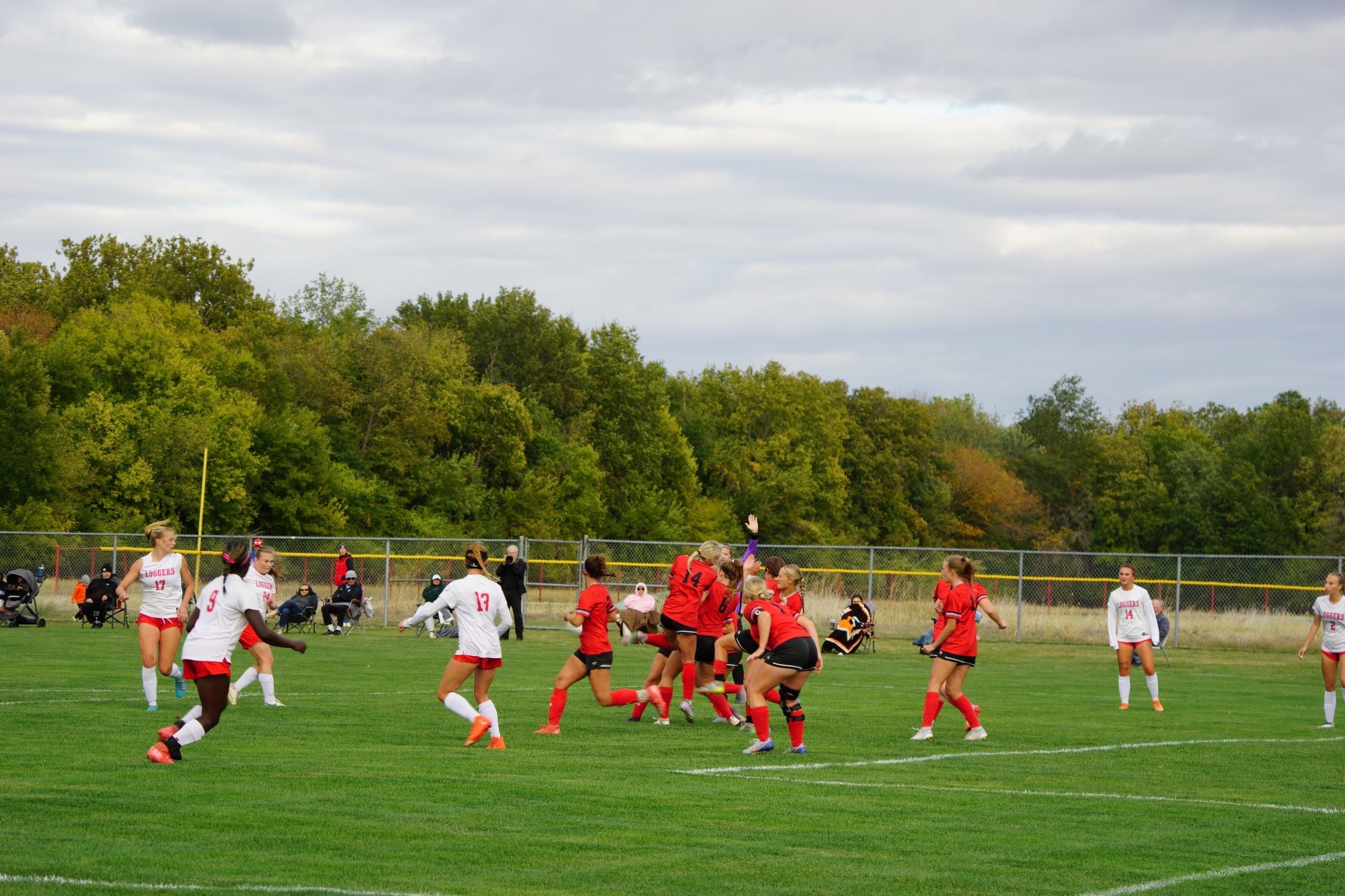 LLCC soccer team playing soccer.