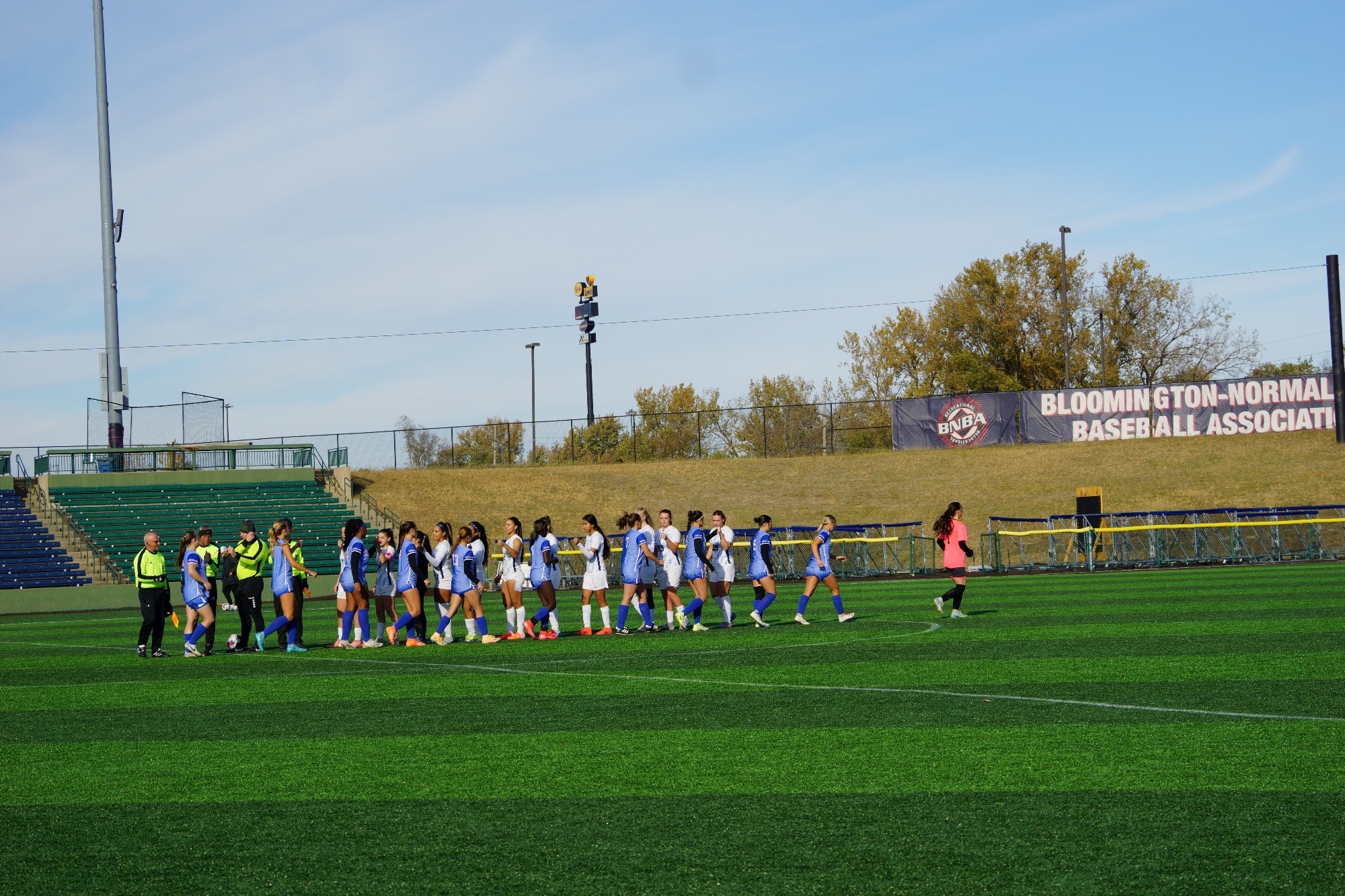 LLCC soccer shaking hands.