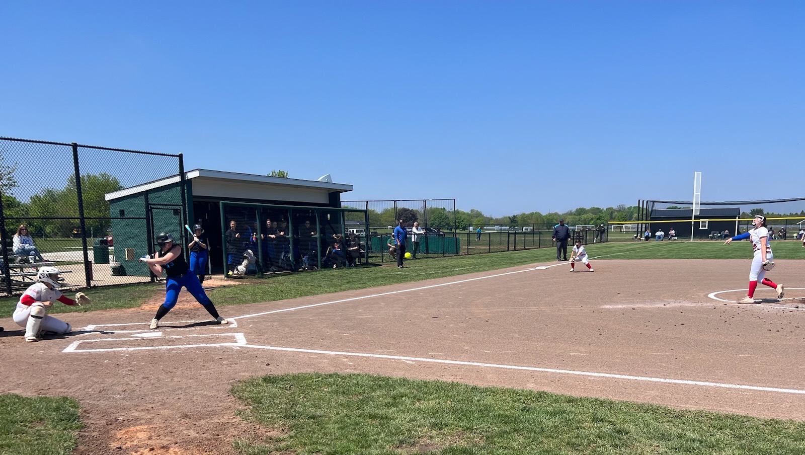 LLCC softball players playing softball.