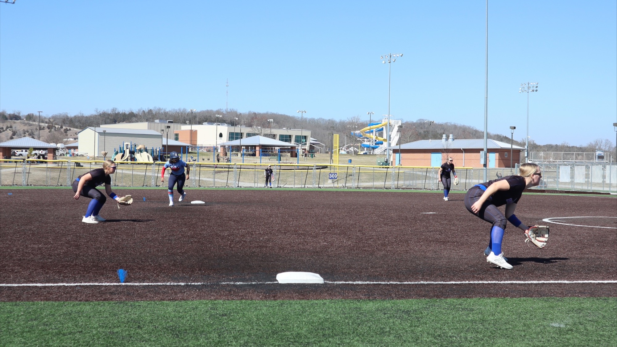 LLCC softball team playing softball.
