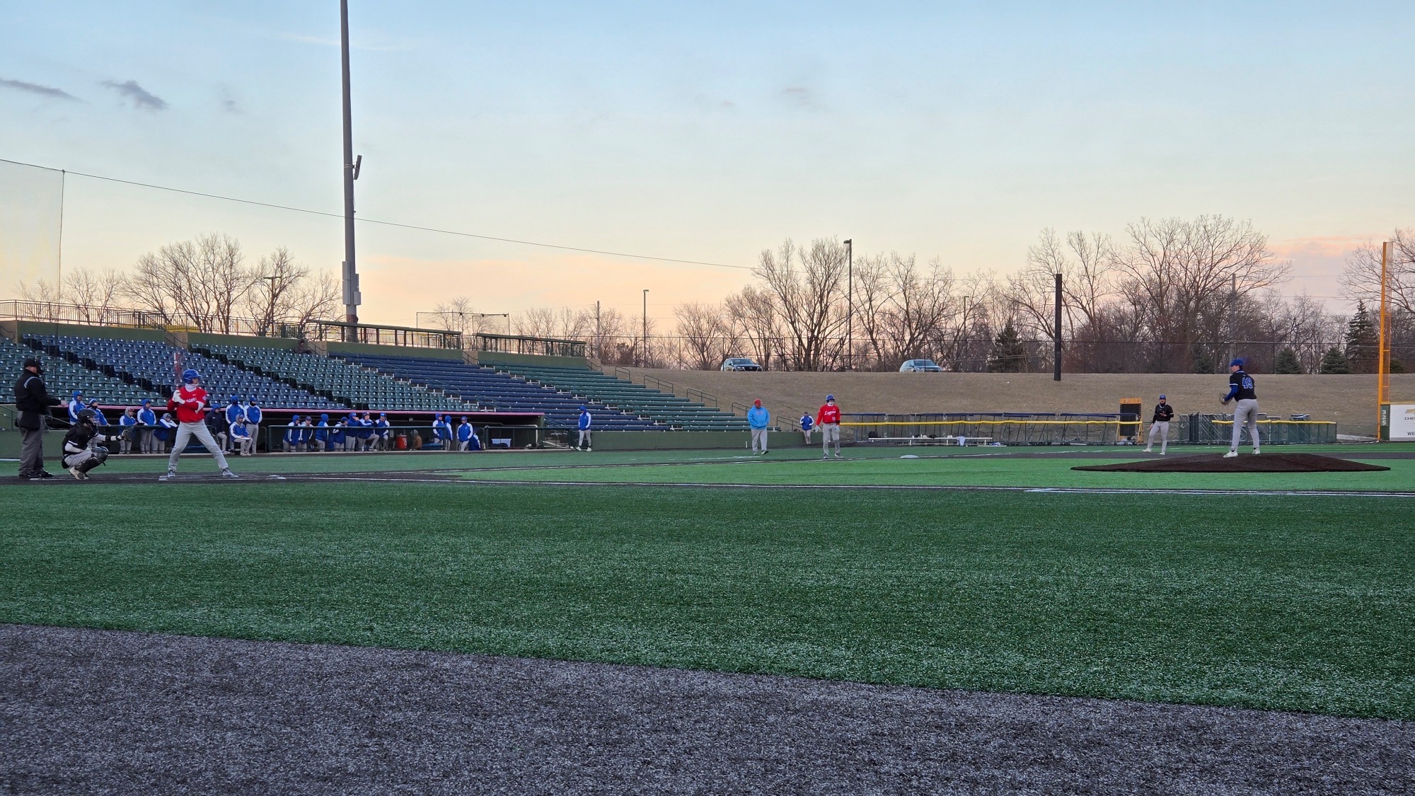 LLCC baseball team playing baseball.