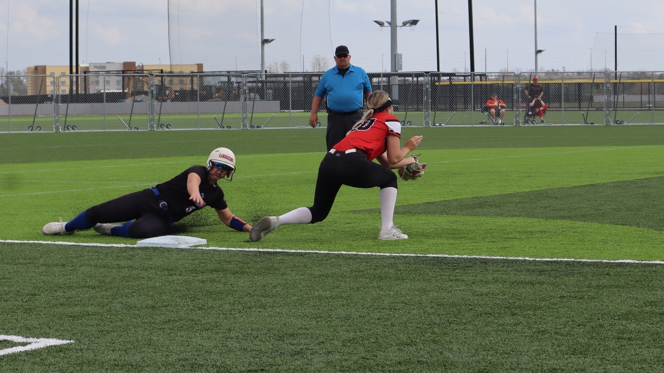 LLCC softball team playing softball.