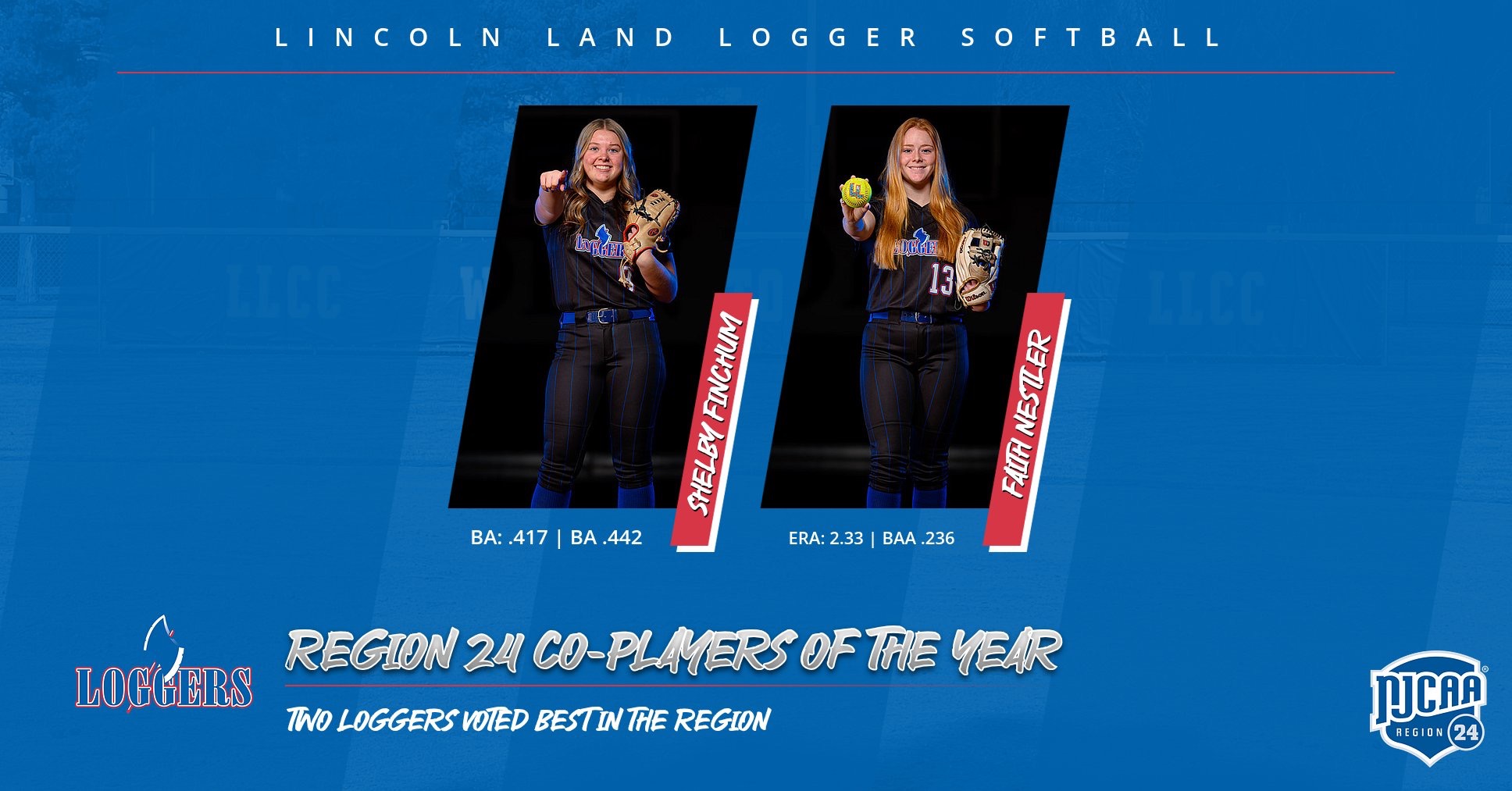 LLCC softball region 24 co-player of the year.