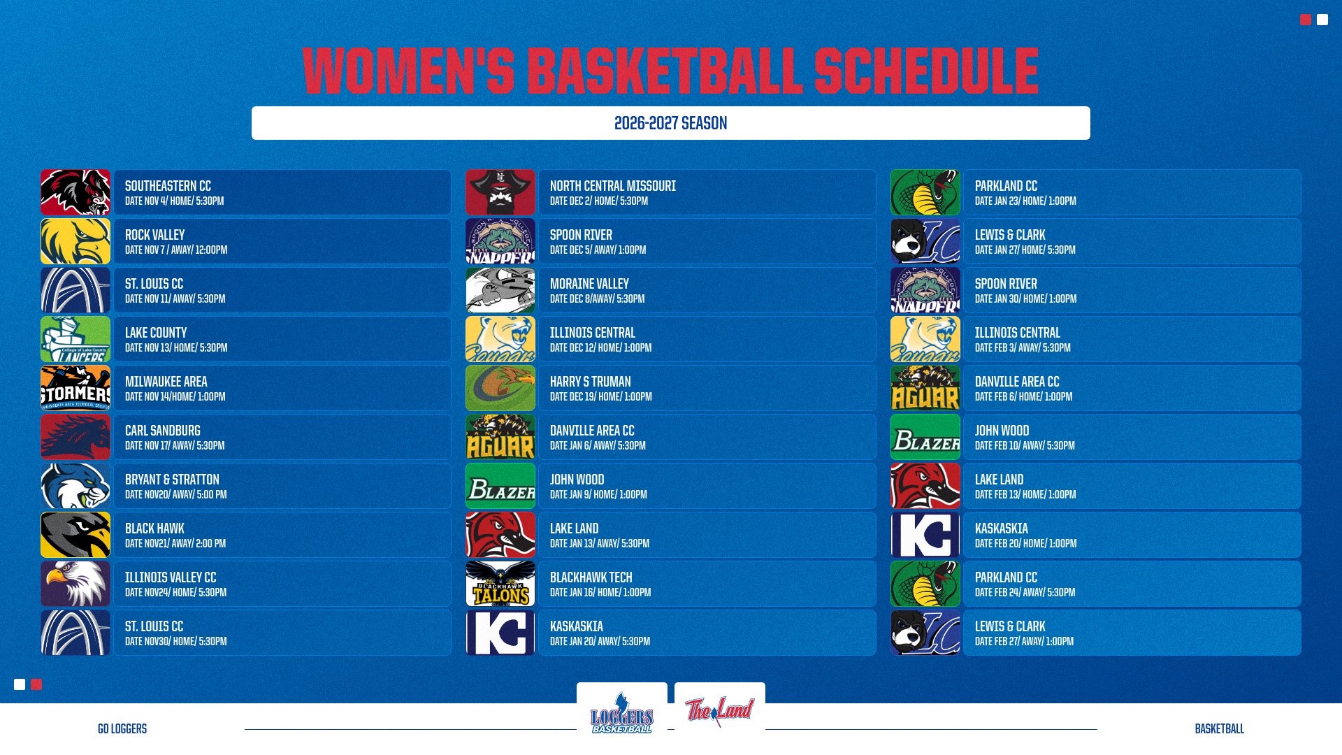 LLCC women's basketball team schedule.