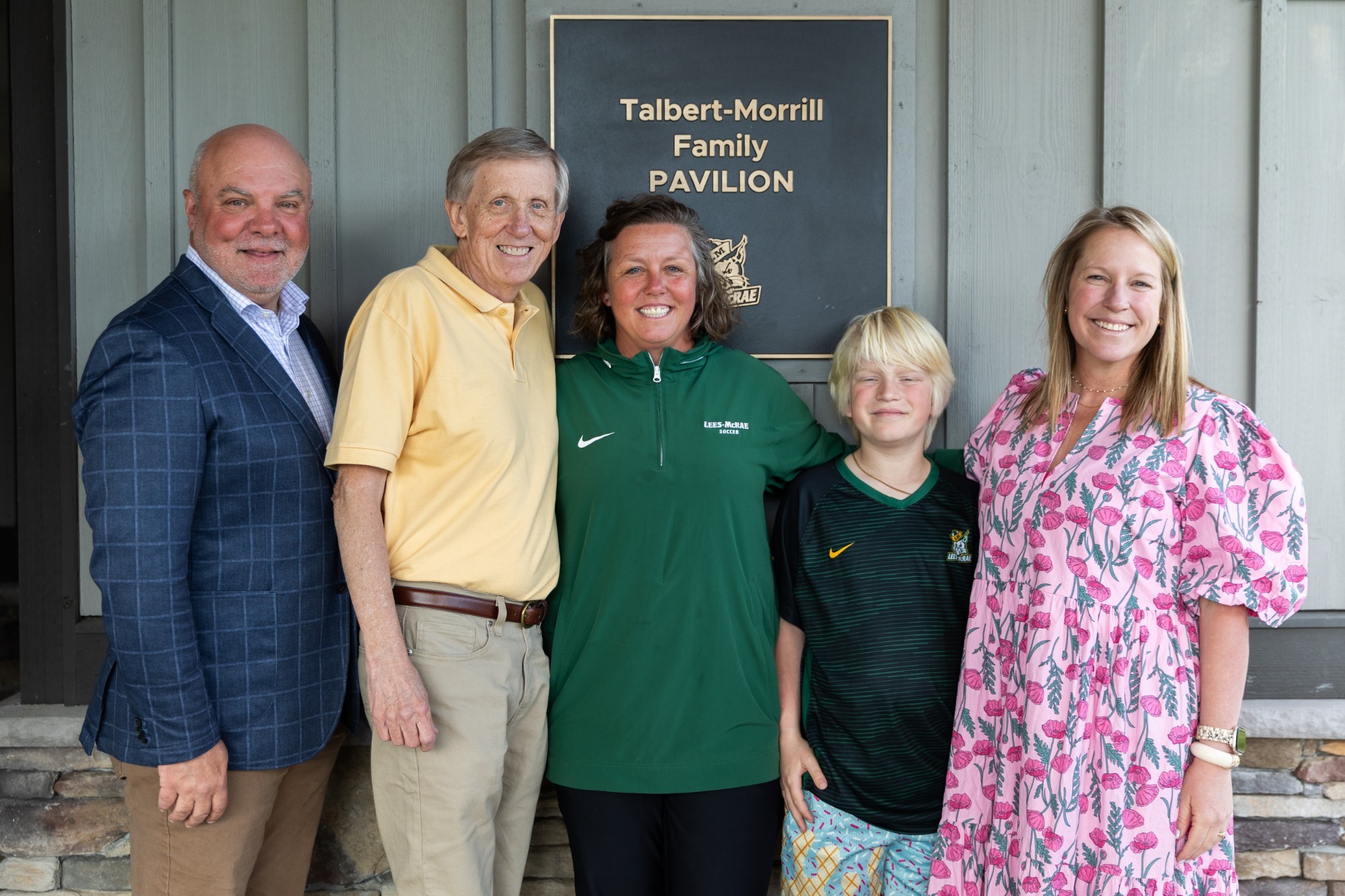 The Lees-McRae College community came together to celebrate a naming dedication for the Talbert-Morrill Family Pavillion as part of the Alumni Soccer Weekend on April 18, 2026.