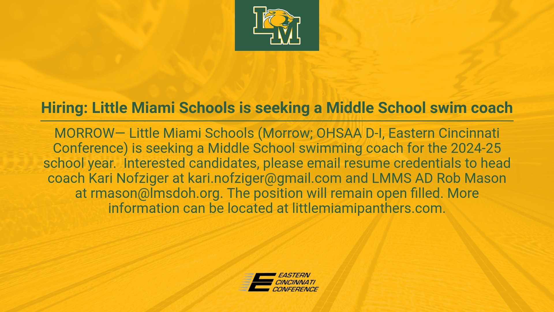 LMMS seeking swim coach