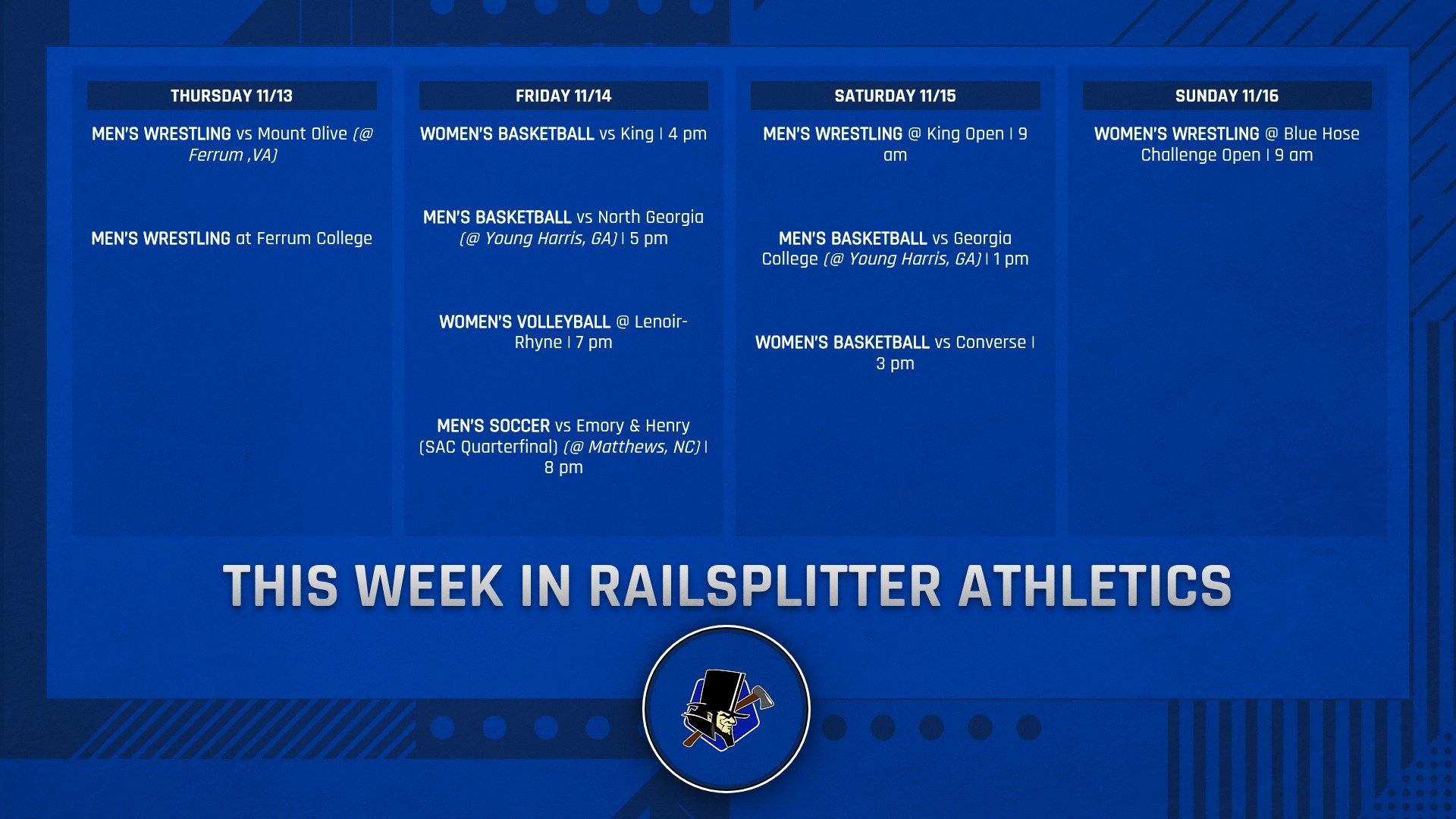 this week in railsplitter athletics 11 1-=16