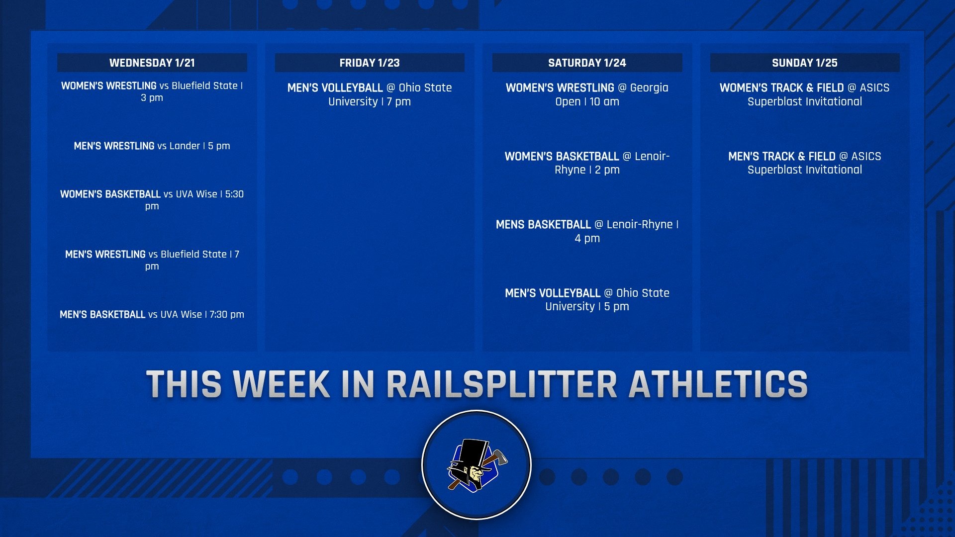 railsplitter athletics jan 18-25 26