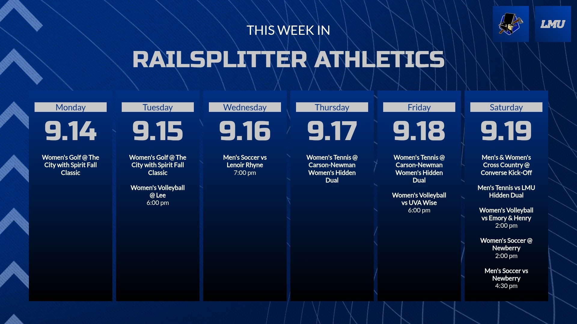 This Week In Railsplitter Athletics | September 14-20 2026