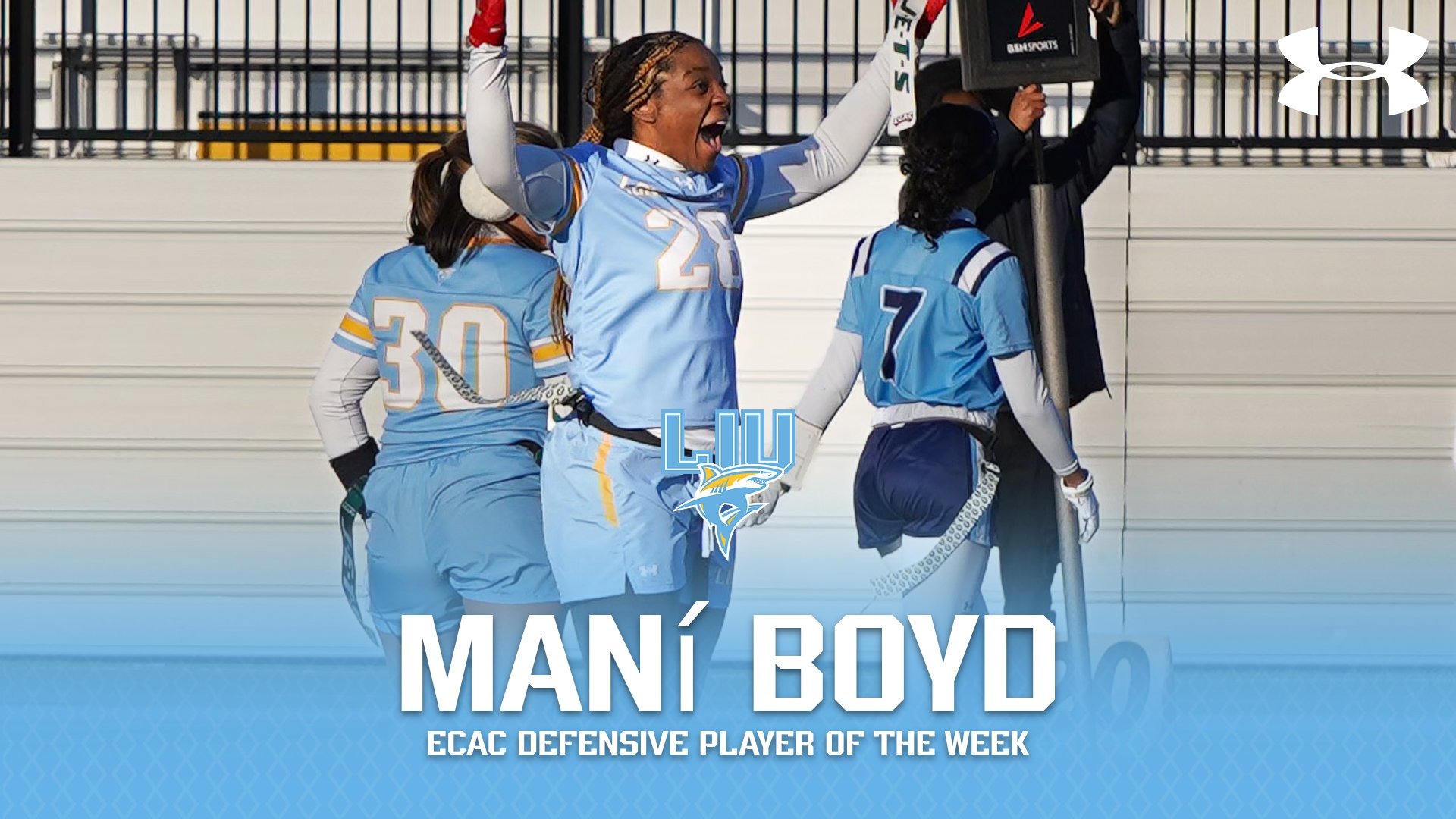 Mani Boyd ECAC Defensive Player of the Week April 21, 2026 Flag Football