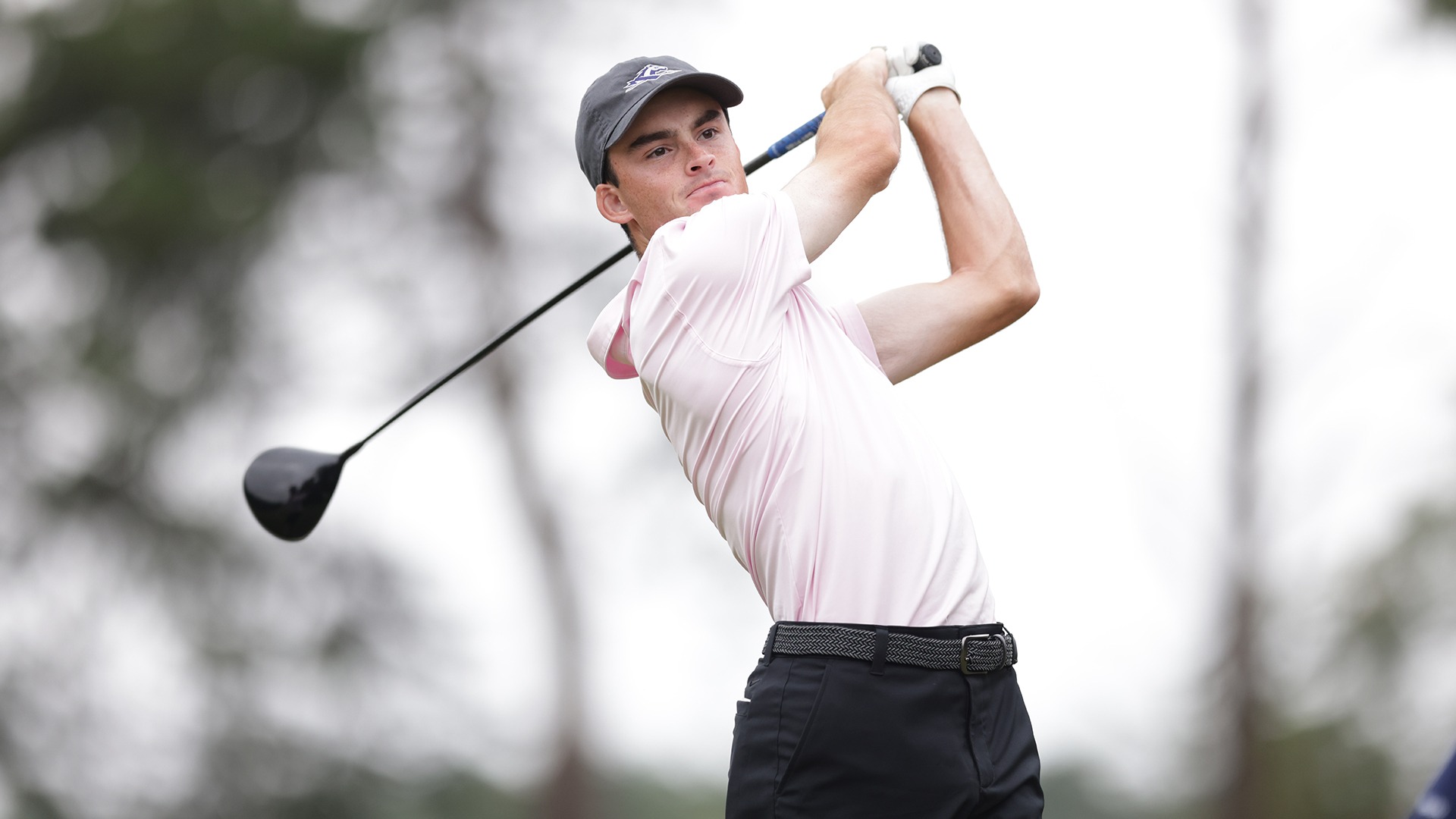 Matthew Lyons follows through with the driver off a tee at the Bryan National Collegiate. 