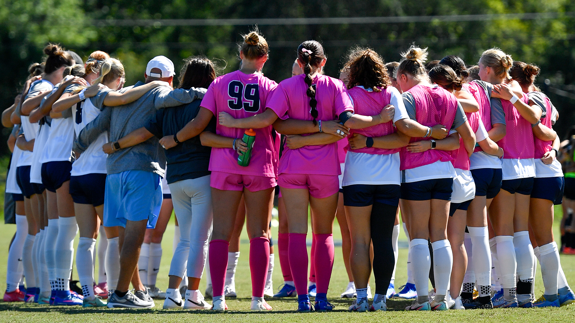 Team huddles following home game with USC Upstate on September 26, 2026