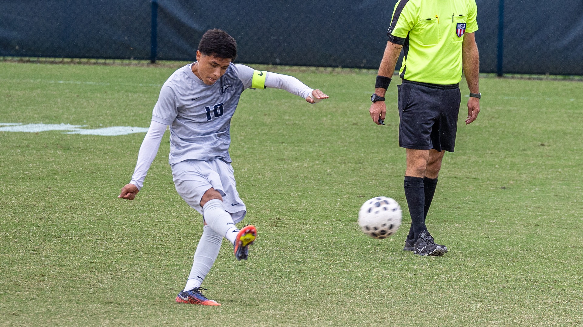 Brando Bedolla boots a free kick in the Lancers home game against Gardner-Webb on Saturday, Oct. 10. 