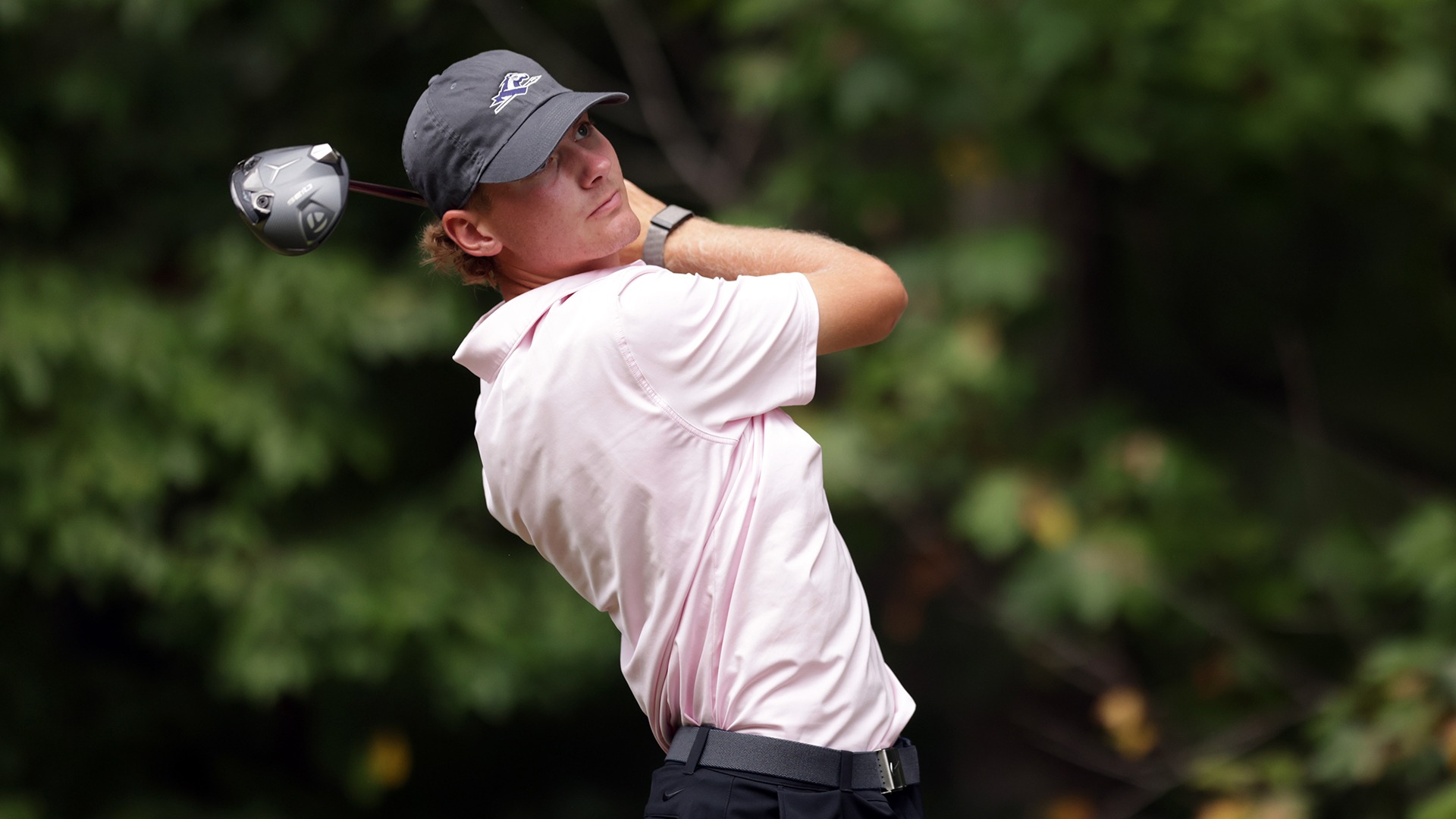 Josh Cummins watches his drive after following through in the opening round at the Bryan National Collegiate. 