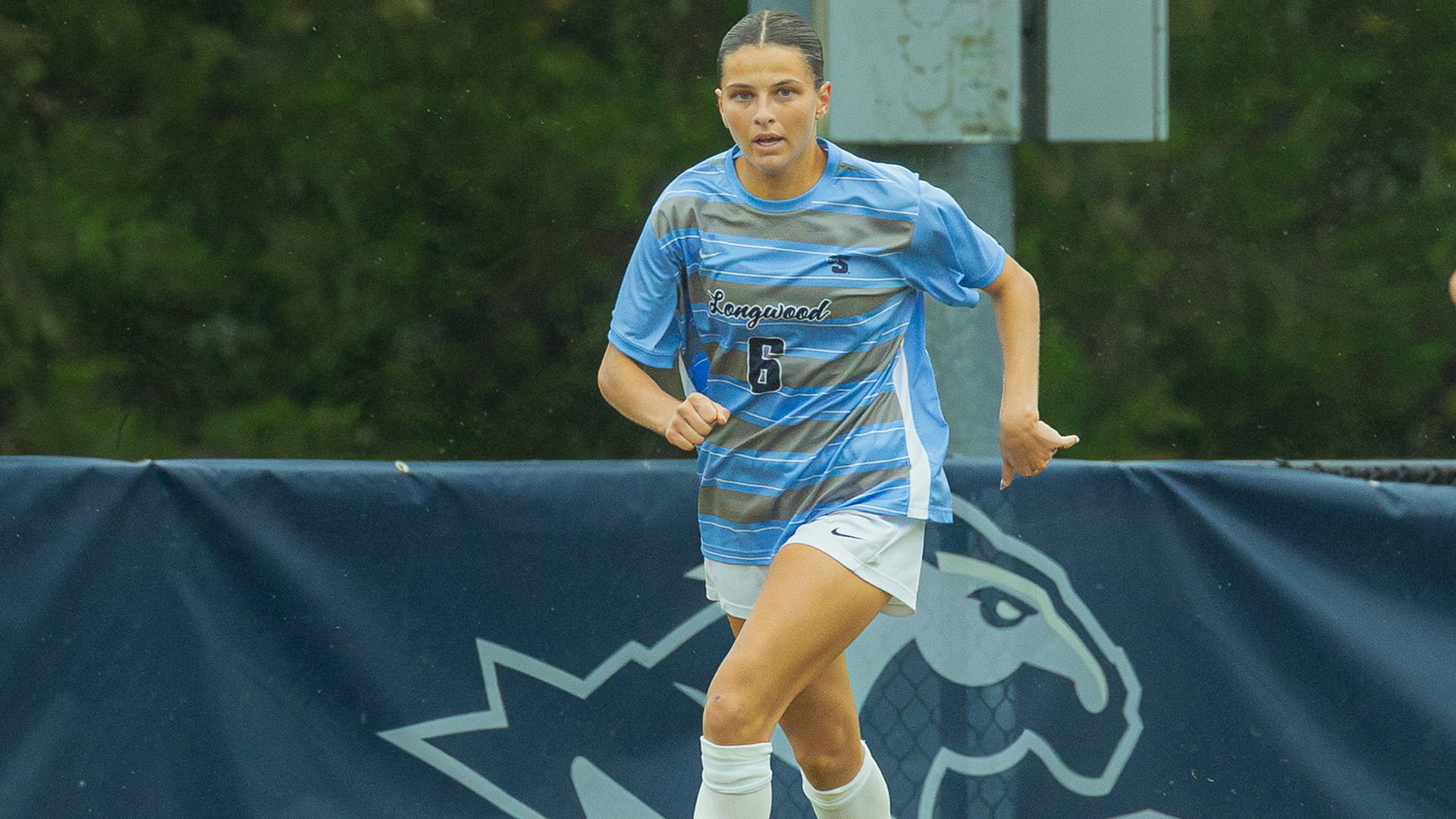 Remi Siner looks up field during a home match against Charleston Southern on October 3, 2026