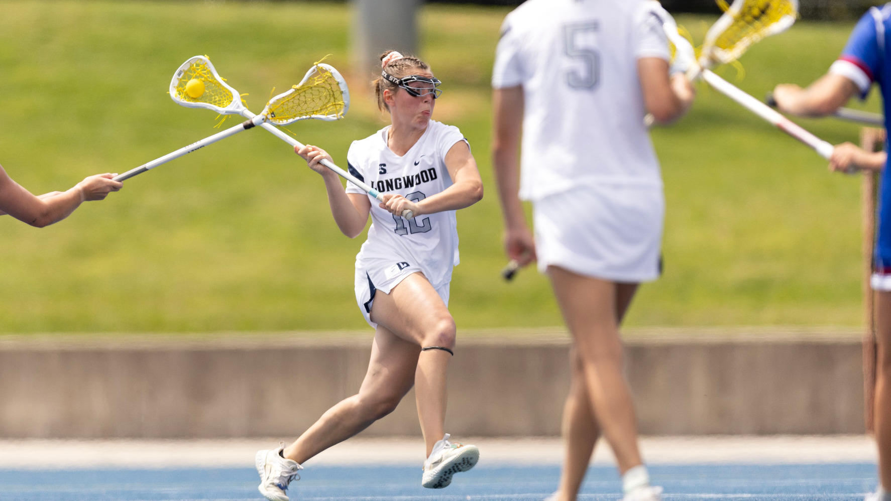 Bailey Stratton takes a shot for Longwood women's lacrosse