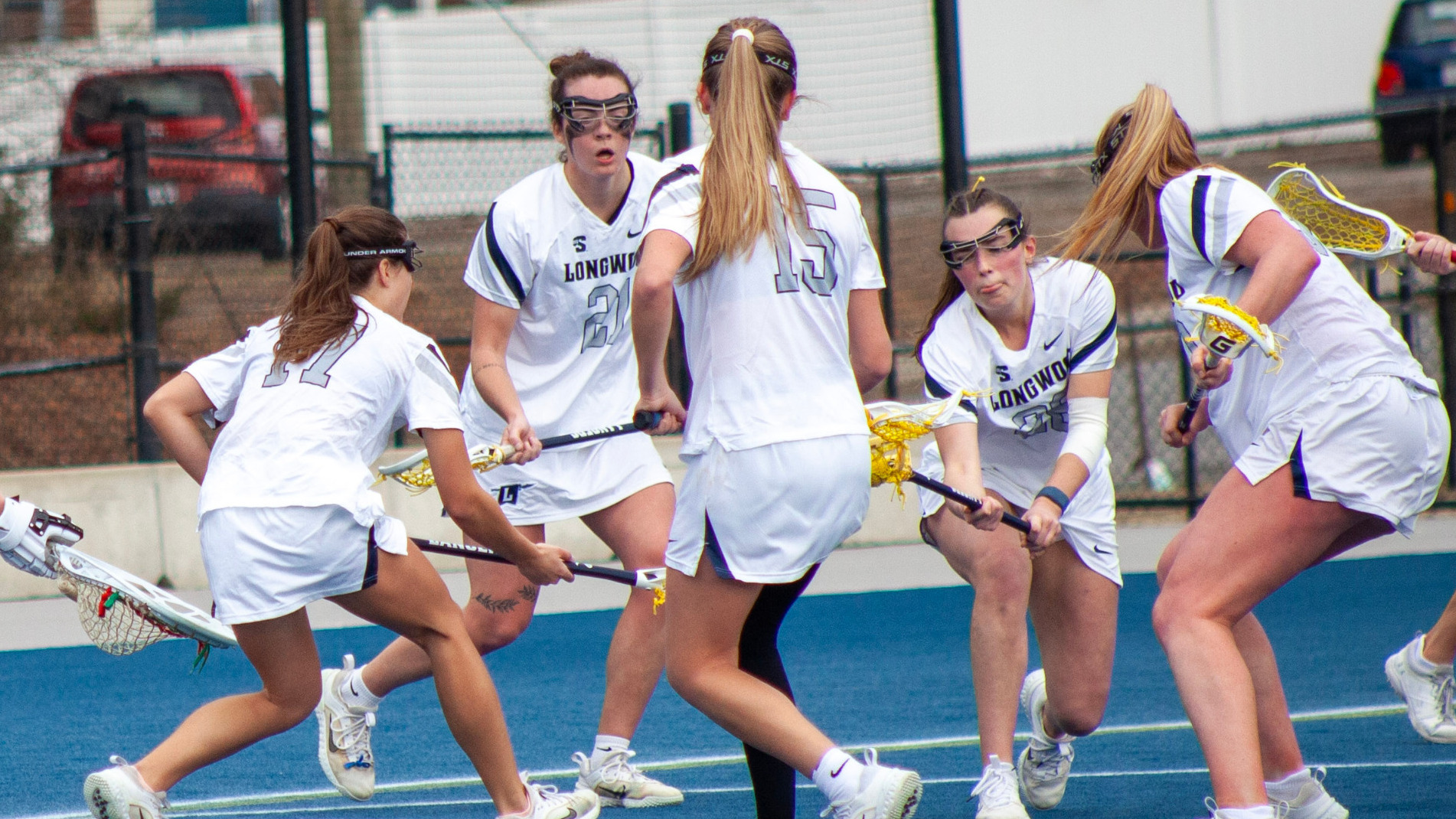Longwood's defense tracks down a ground ball