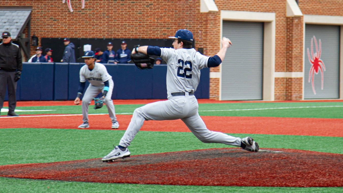 Alex Strickland on the mound against Richmond for the win